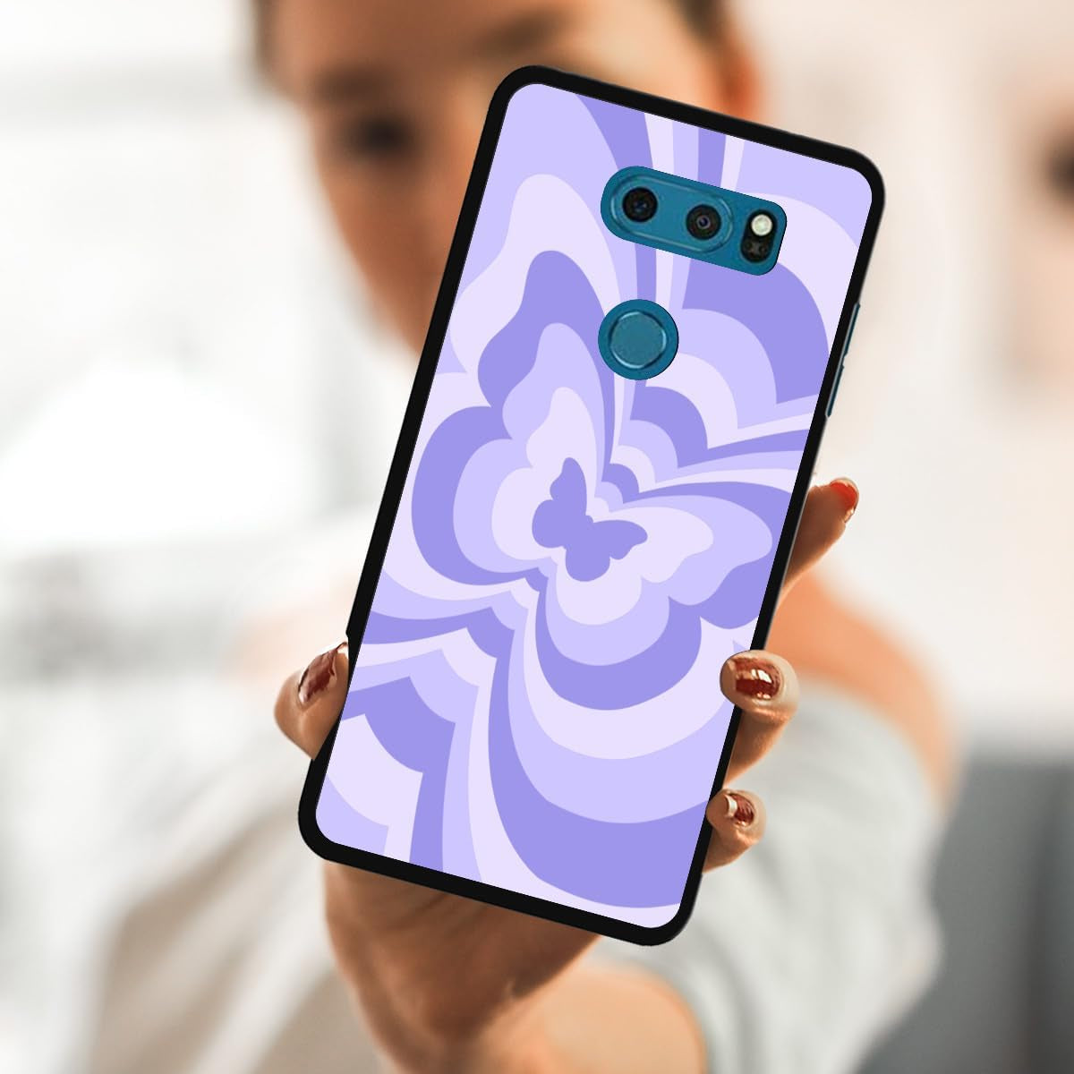 Zaztify Phone Case for LG V30/V30S Thinq/V35 Thinq/V30S+ Thinq/V35+ Thinq/V30+, Purple Butterfly Swirl Incline Coffee Latte Valentine Color Block Shockproof Protective Thin Soft Cover Shell  zaztify   