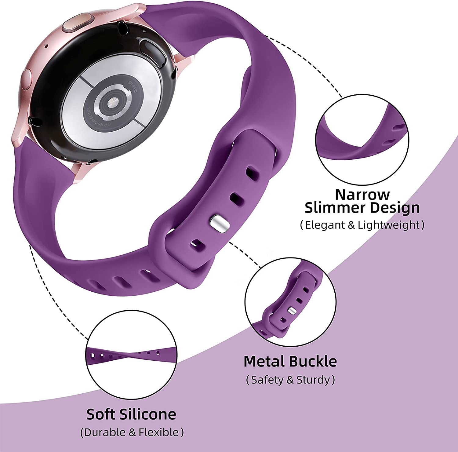 GEAK Compatible for Samsung Galaxy Watch 4 Band 40Mm/Classic,Galaxy Watch 5 Bands/Watch 5 Pro/Samsung Active 2 Watch Bands,20Mm Soft Slim Silicone Replacement Bands for Samsung Watch 4 Bands Women Men  GEAK   