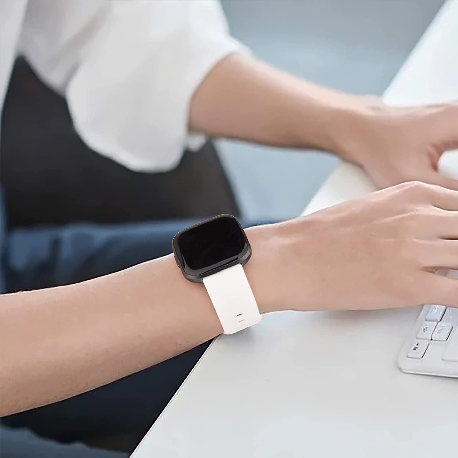 4 Pack Bands for Fitbit Versa 2 / Fitbit Versa/Versa Lite/Versa SE for Women Men, Soft Silicone Replacement Wristband for Fitbit Versa 2 Bands  Amzpas   