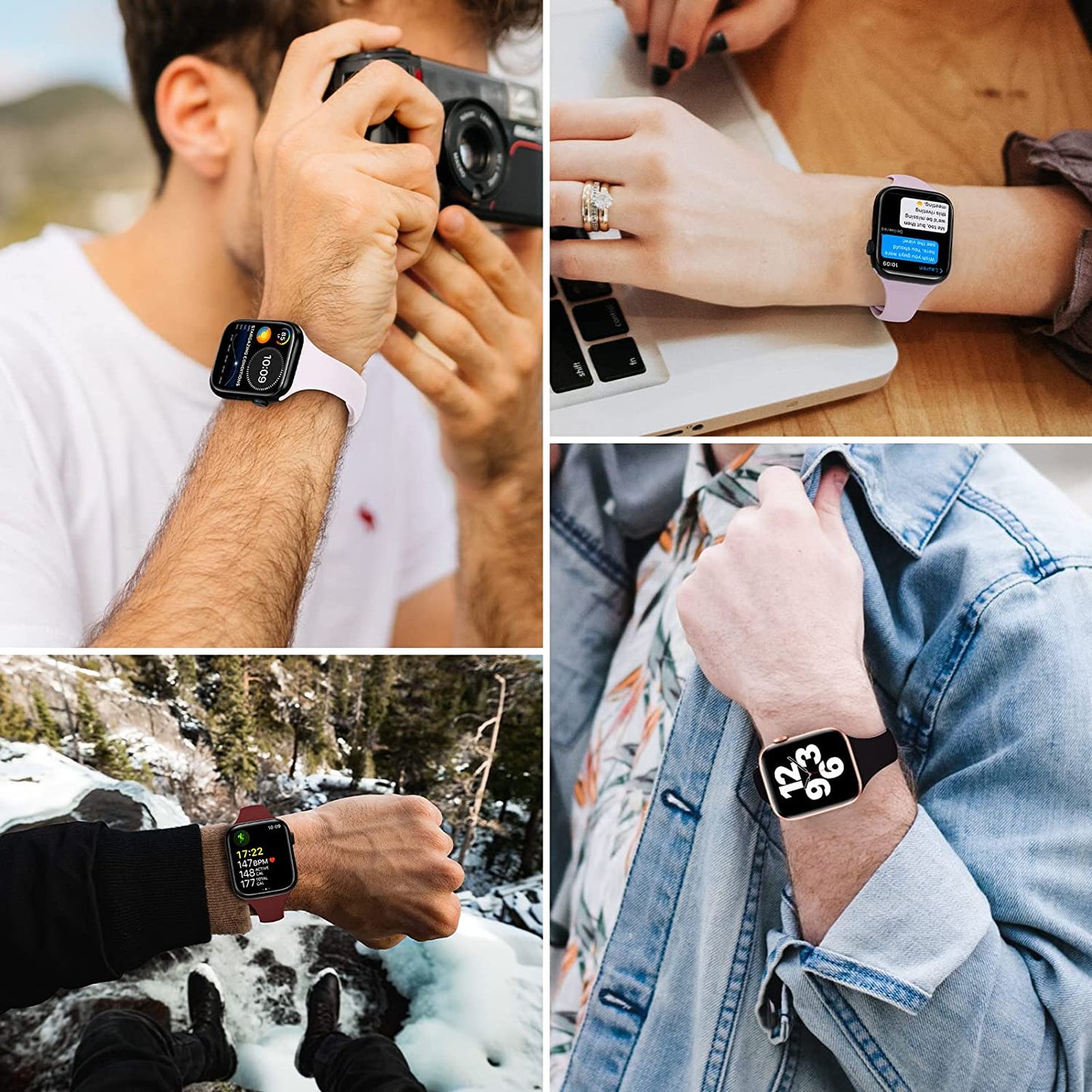 Oribox Compatible with Apple Watch Bands 41Mm 40Mm 38Mm, Soft Silicone Sports Wristband for Iwatch Series SE 8 7 6 5 4 3 2 1 for Women Men  ORIbox   