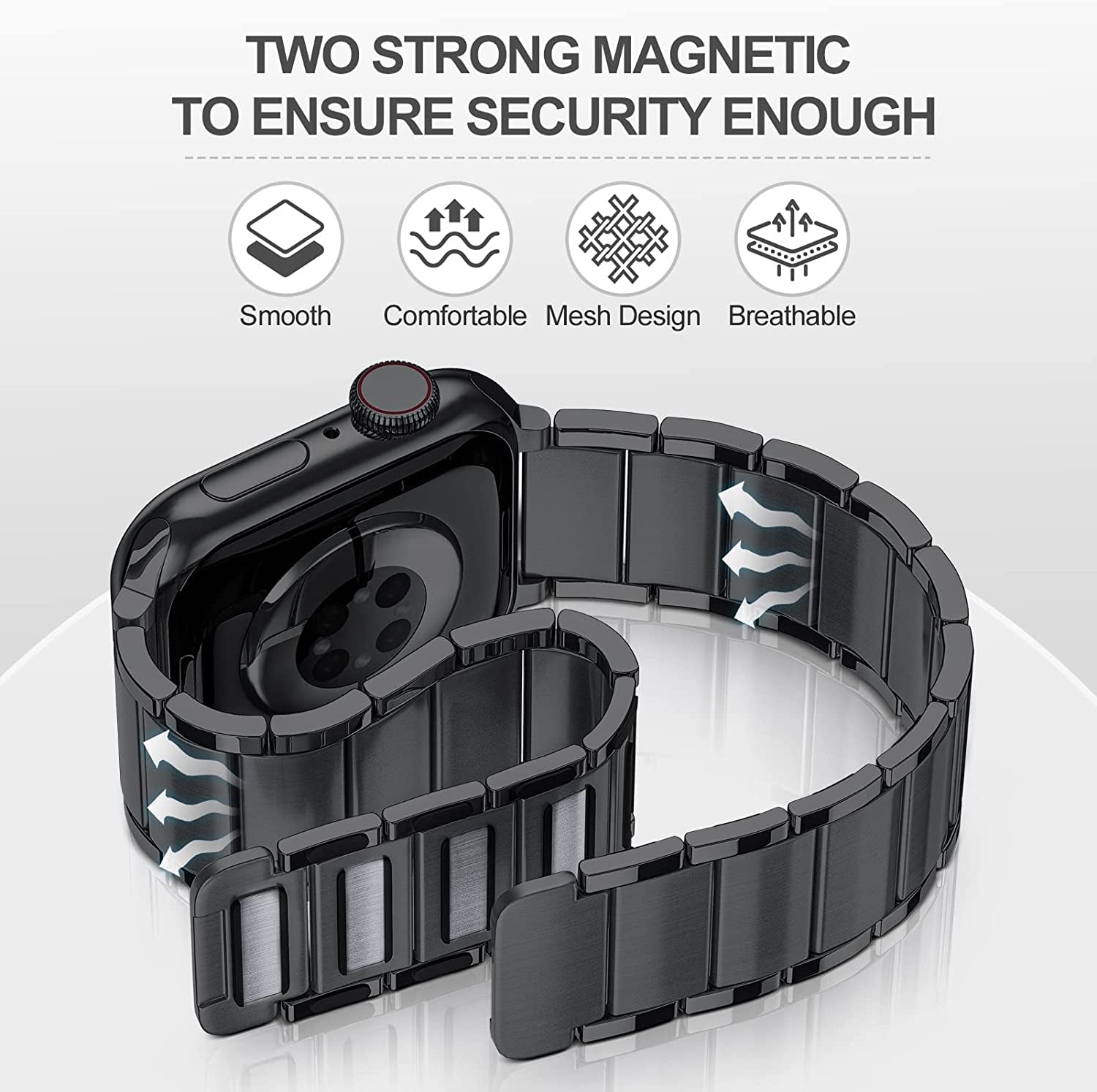 Oribox Compatible with Apple Watch Bands 45Mm 44Mm 42Mm,Metal Stainless Steel Band,High-Grade Adjustable Strap Magnetic Wristband for Iwatch Series SE 8 7 6 5 4 3 2 1 for Women Men  ORIbox   