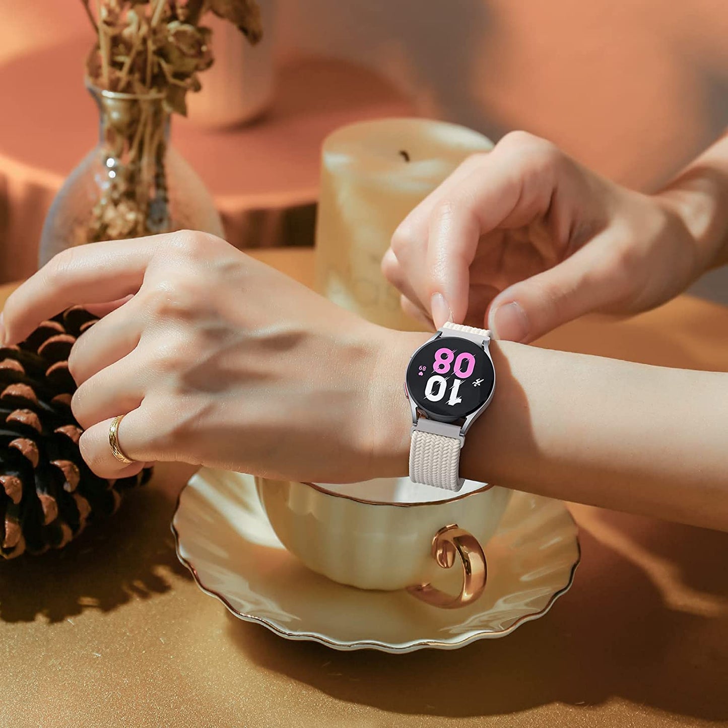 20Mm Braided Bands Compatible with Samsung Galaxy Watch 5&4 Band/Active 2 40Mm 44Mm/Galaxy Watch 5 Pro 45Mm/Galaxy Watch 4 Classic 42Mm 46Mm/Watch 3 41Mm, 5 Pack Elastic Stylish Quick Release Bands  ABOVEACC   