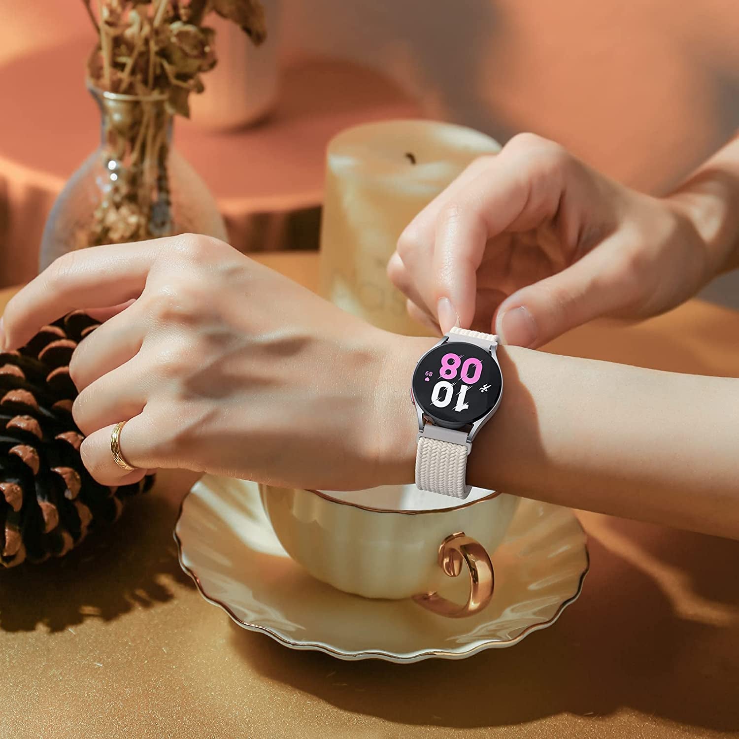 20Mm Braided Bands Compatible with Samsung Galaxy Watch 5&4 Band/Active 2 40Mm 44Mm/Galaxy Watch 5 Pro 45Mm/Galaxy Watch 4 Classic 42Mm 46Mm/Watch 3 41Mm, 5 Pack Elastic Stylish Quick Release Bands  ABOVEACC   