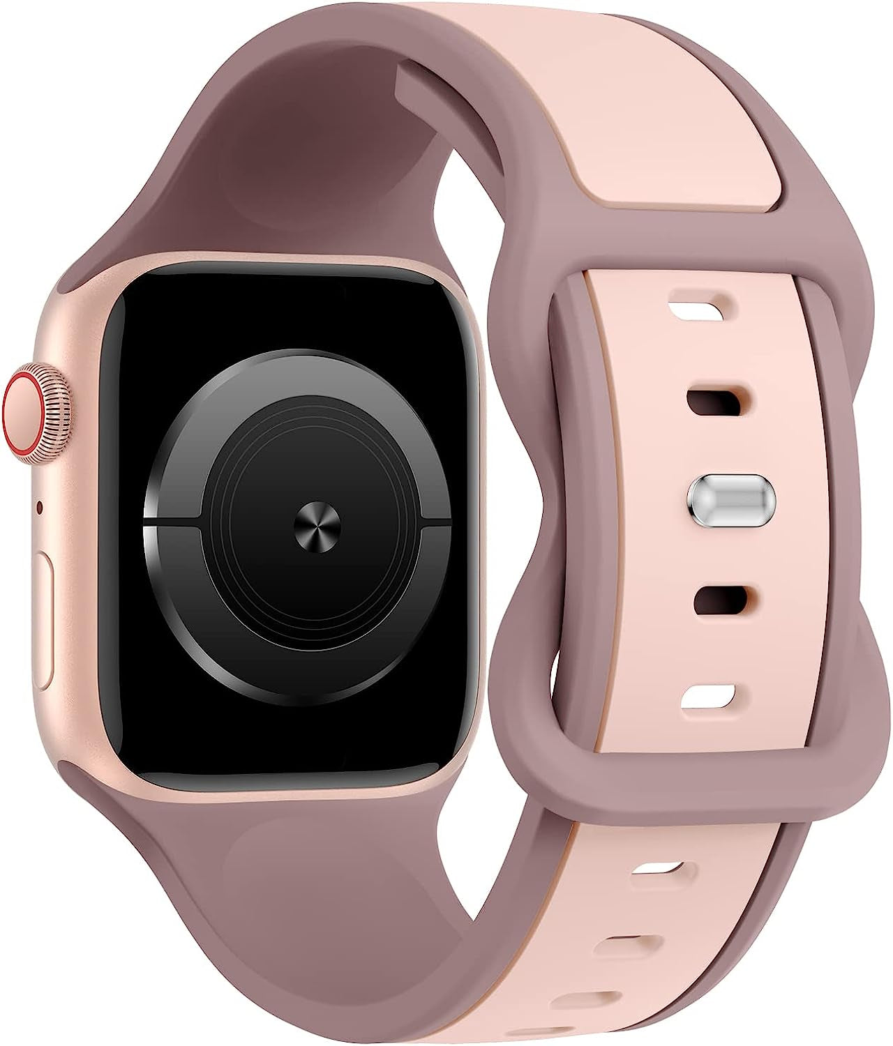 Acrbiutu Two-Toned Dual Color Bands Compatible with Apple Watch 38Mm 40Mm 41Mm 42Mm 44Mm 45Mm 49Mm, Replacement Soft Silicone Sport Strap for Iwatch Series Ultra 8/7/6/5/4/3/2/1 SE Women Men  Acrbiutu Smoke Violet/Pink Sand 38mm/40mm/41mm 