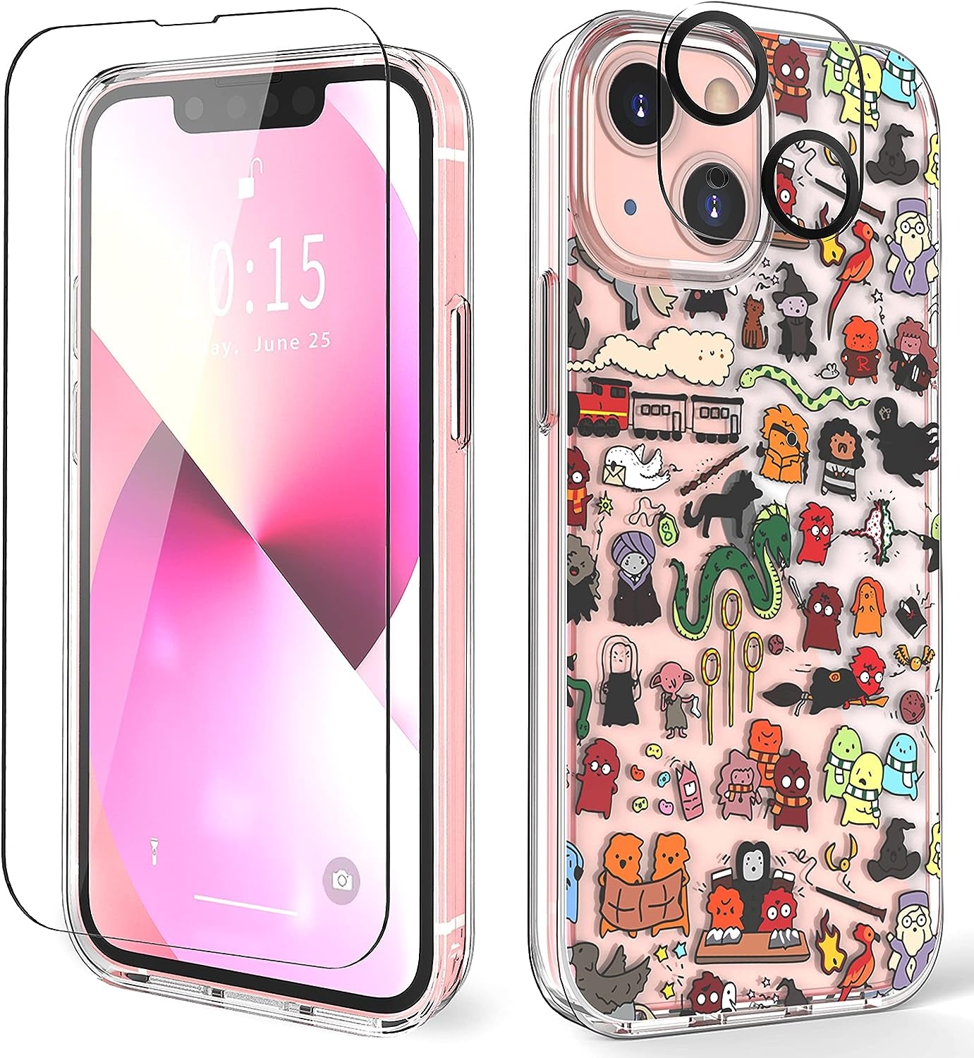 ZQWY Designed for Iphone 13 Case 6.1 Inch, with Tempered Glass Screen Protector Camera Lens Protector Clear with Design Floral Protective Aesthetic Flower Women Girl Phone Cover (Stormtrooper Helmet)  ZQWY Harry Potter  