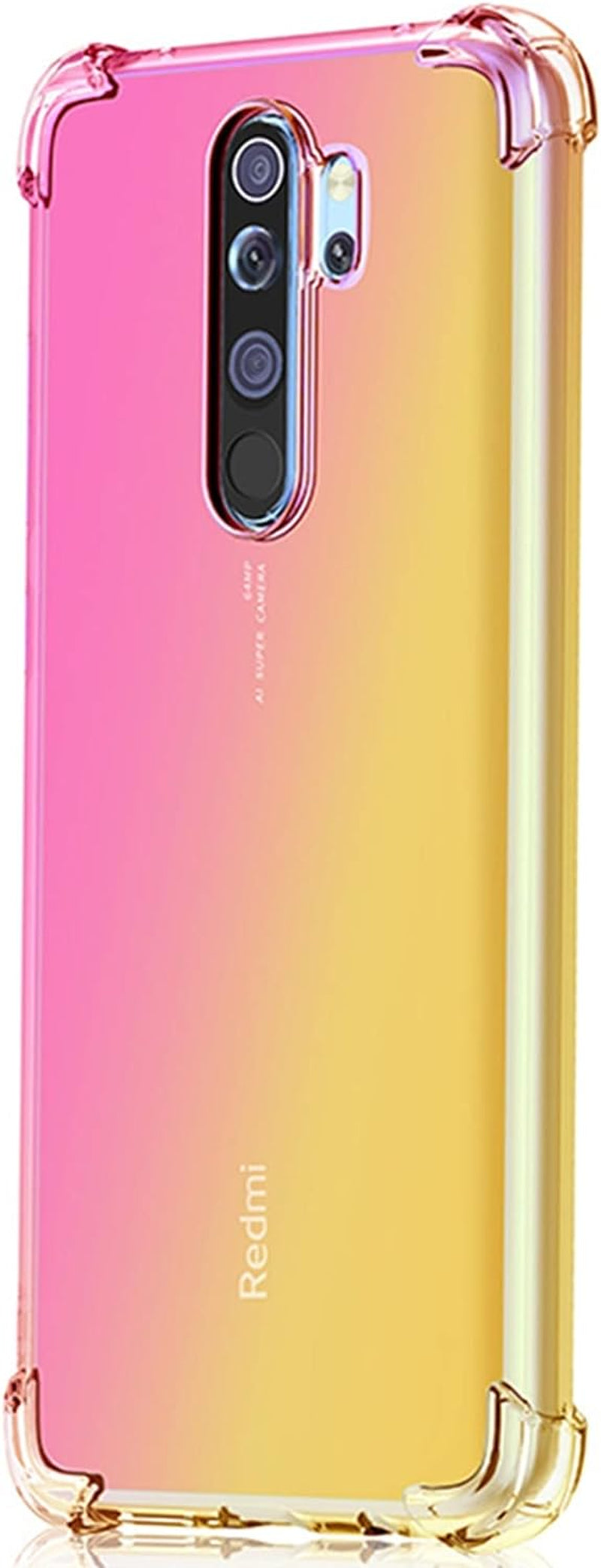 HUANGTAOLI Case Compatible with Xiaomi Redmi Note 8 Pro, Slim Soft TPU Shockproof Transparent Crystal Clear Phone Case Cover with Corner Bumper  HUANGTAOLI Pink/Gold  