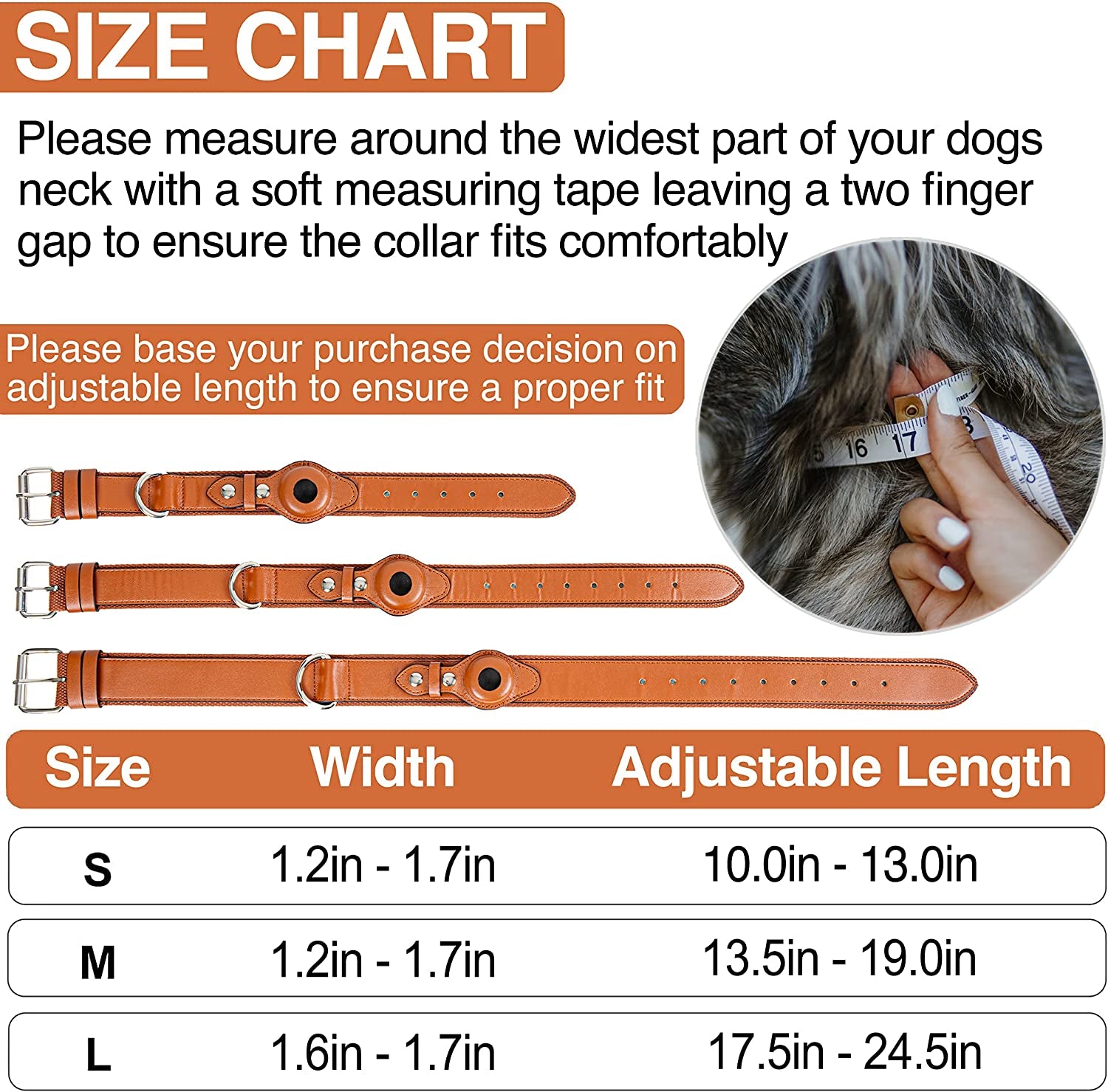 Safe Paws Airtag Dog Collar Holder - Our Adjustable Air Tag Dog Collar Holder Fits Small Medium and Large Dogs - Use Our Elegant PU Leather Dog Airtag Collar to Quickly Locate Your Dog (Small, Brown)  Safe Paws   