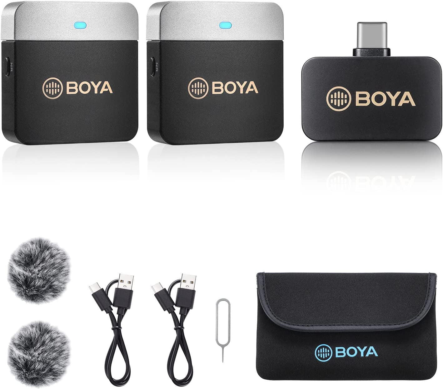 BOYA Wireless Lavalier Microphone for Android Phone Plug Play USB-C Lapel Microphone Noise Cancellation Cordless Clip on Mic for Video Recording Interview Youtube Vlogging Live Streaming BY-M1V4  BOYA   