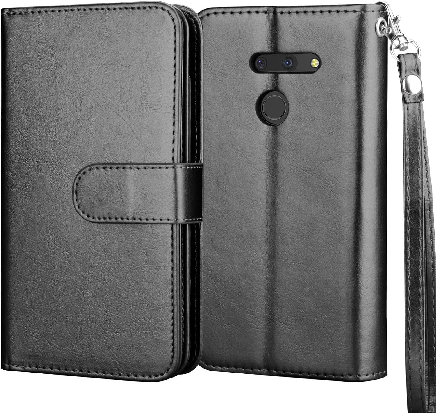 NJJEX Compatible with LG G8 Thinq Case/Lg G8/ LG G8 Thinq Wallet Case, [9 Card Slots] PU Leather ID Credit Holder Folio Flip Cover [Detachable][Kickstand] Magnetic Phone Case & Wrist Strap [Black]  NJJEX   