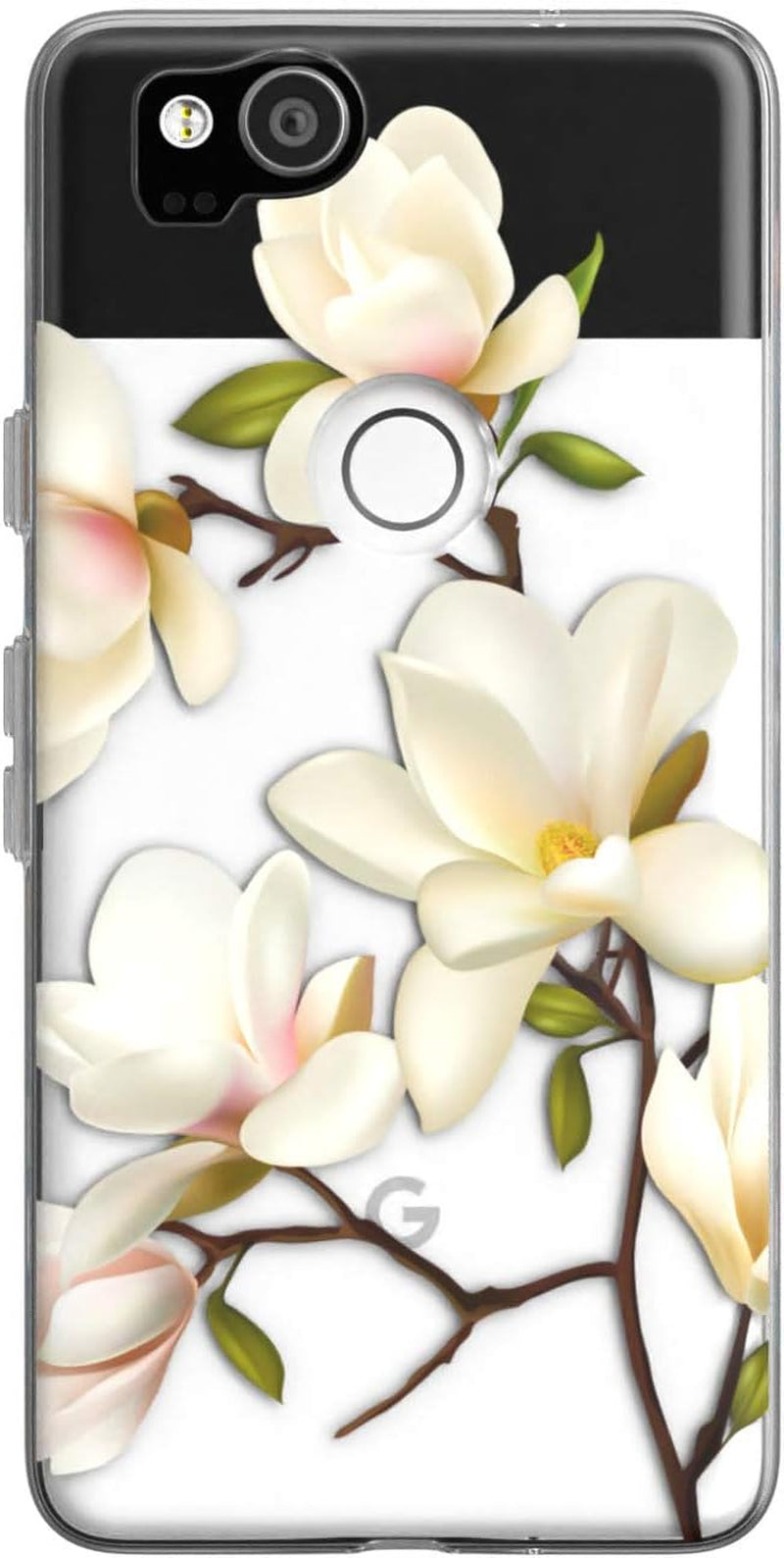 Toik Slim TPU Phone Case for Google Pixel XL 2 XL 3 XL 3A XL 4 XL 2019 Protective Gift Luxury Lightweight Girly Flowers Women Rose Design Flexible Floral Print Silicone Clear Anemone Cover Red  Toik Gentle Magnolia  