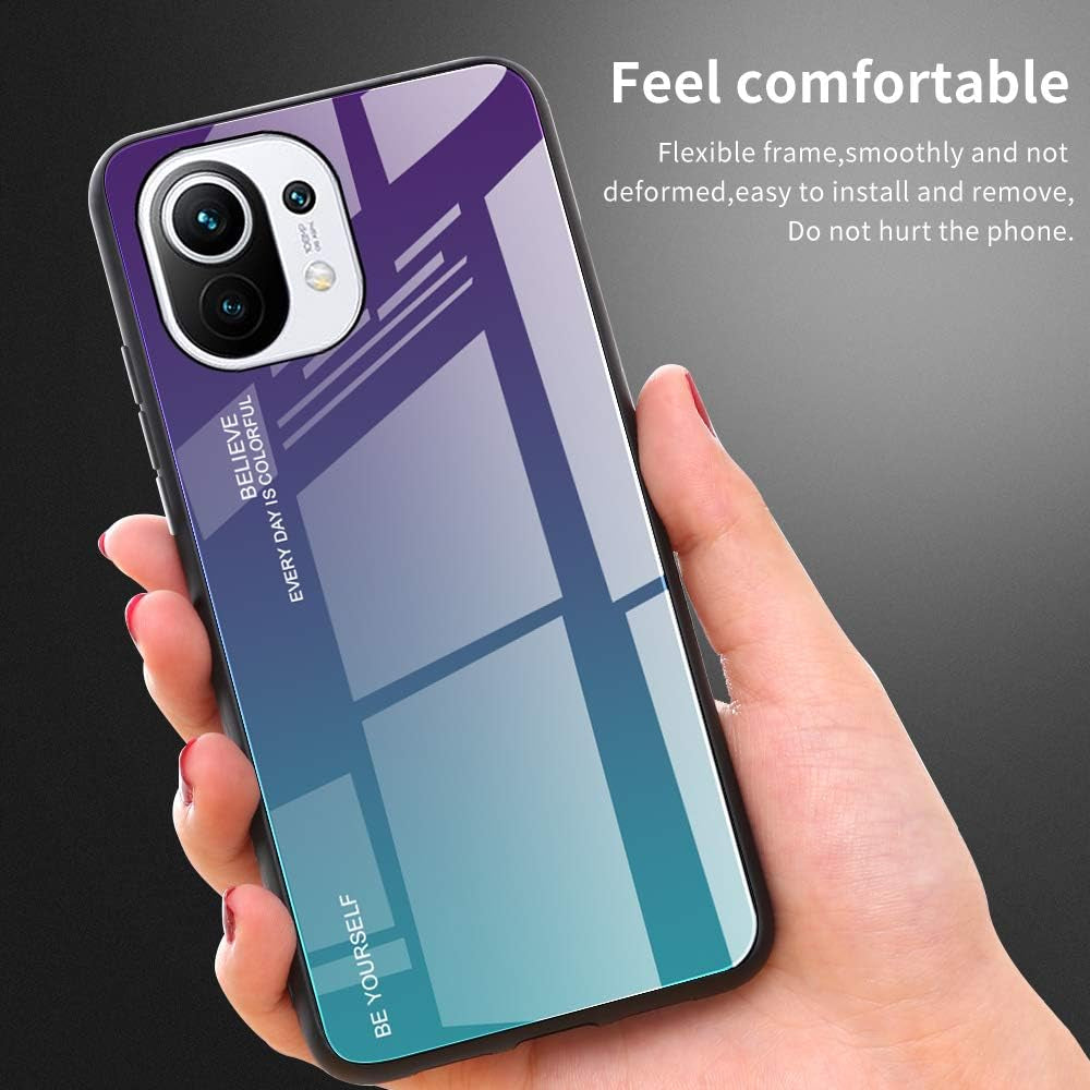 EASSGU Case for Xiaomi Redmi 10 2022 Is Made of Soft TPU Border Tempered Glass Back Cover Drop Resistant Scratch Resistant Purple Red  EASSGU   