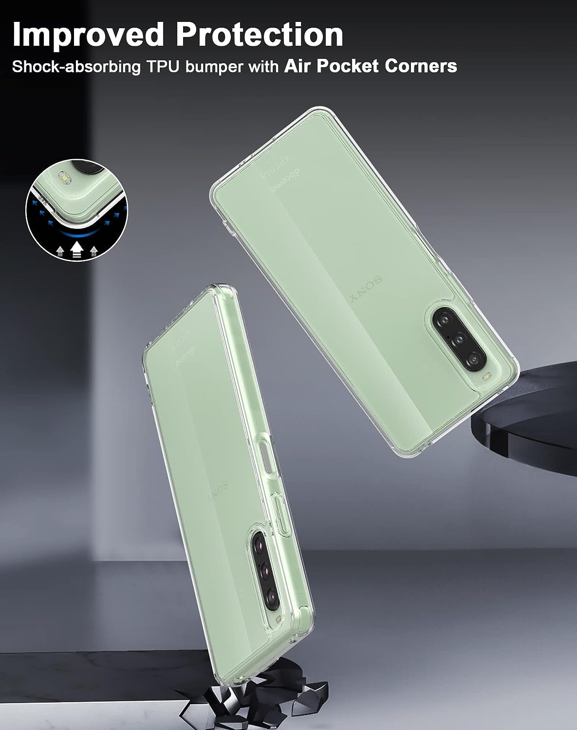 Foluu for Sony Xperia 10 V 2023 Case, Hard PC Back & Soft TPU Bumper Protective Shockproof Case for Sony Xperia 10 V 5G 2023 Clear  Foluu   