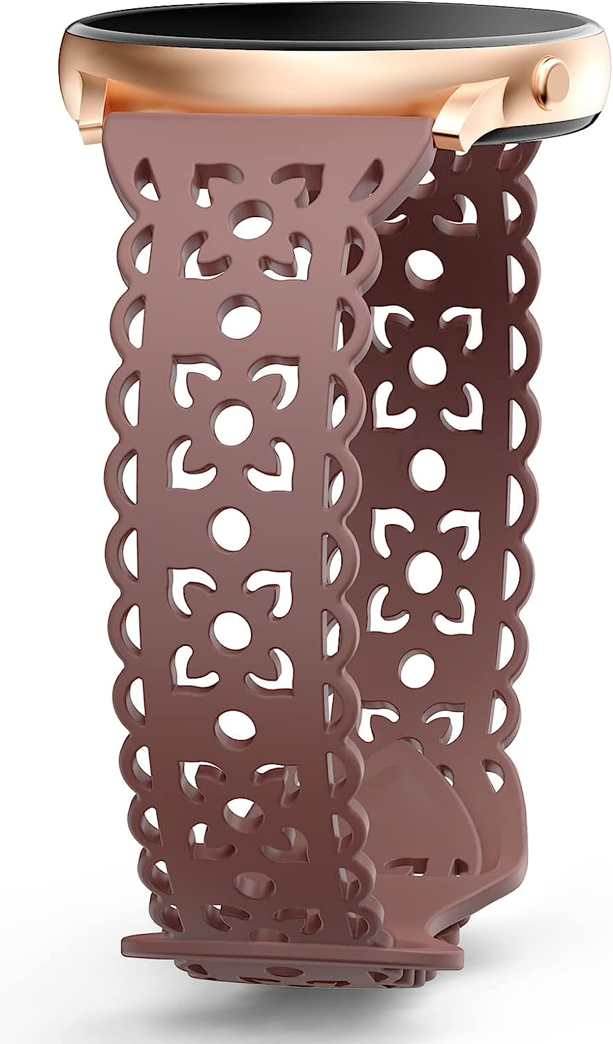 20Mm Lace Silicone Band Compatible with Samsung Galaxy Watch 4 Band 40Mm 44Mm,Galaxy Watch 4 Classic Band 42Mm 46Mm,Galaxy Watch 5 Bands,Slim Sport Strap Replacement Band for Galaxy Watch 4/5 Women  HEARTBOOM Smoke Violet 20MM 