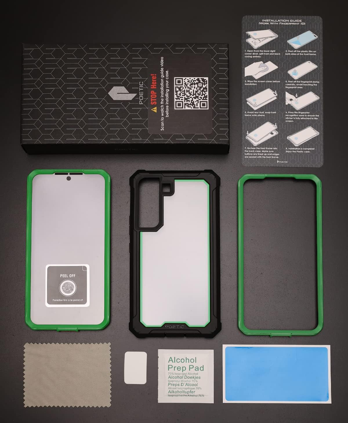 Poetic Guardian Case for Samsung Galaxy S22 5G 6.1" (2022) [6FT Mil-Grade Drop Tested], Built-In Screen Protector Work with Fingerprint ID, Full Body Rugged Shockproof Cover Case, Green/Clear  Poetic   