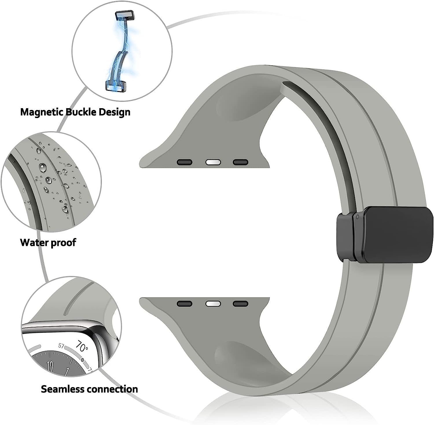 Magnetic for Apple Watch Ultra Band 49Mm 45Mm 44Mm 41Mm 40Mm Iwatch Bands 38Mm 42Mm Men/Women,Soft Sport Silicone Replacement Wristband Correa Strap for Apple Watch Band Series 8/7/6/5/4/3/2/1/SE  DMVEIMAL   