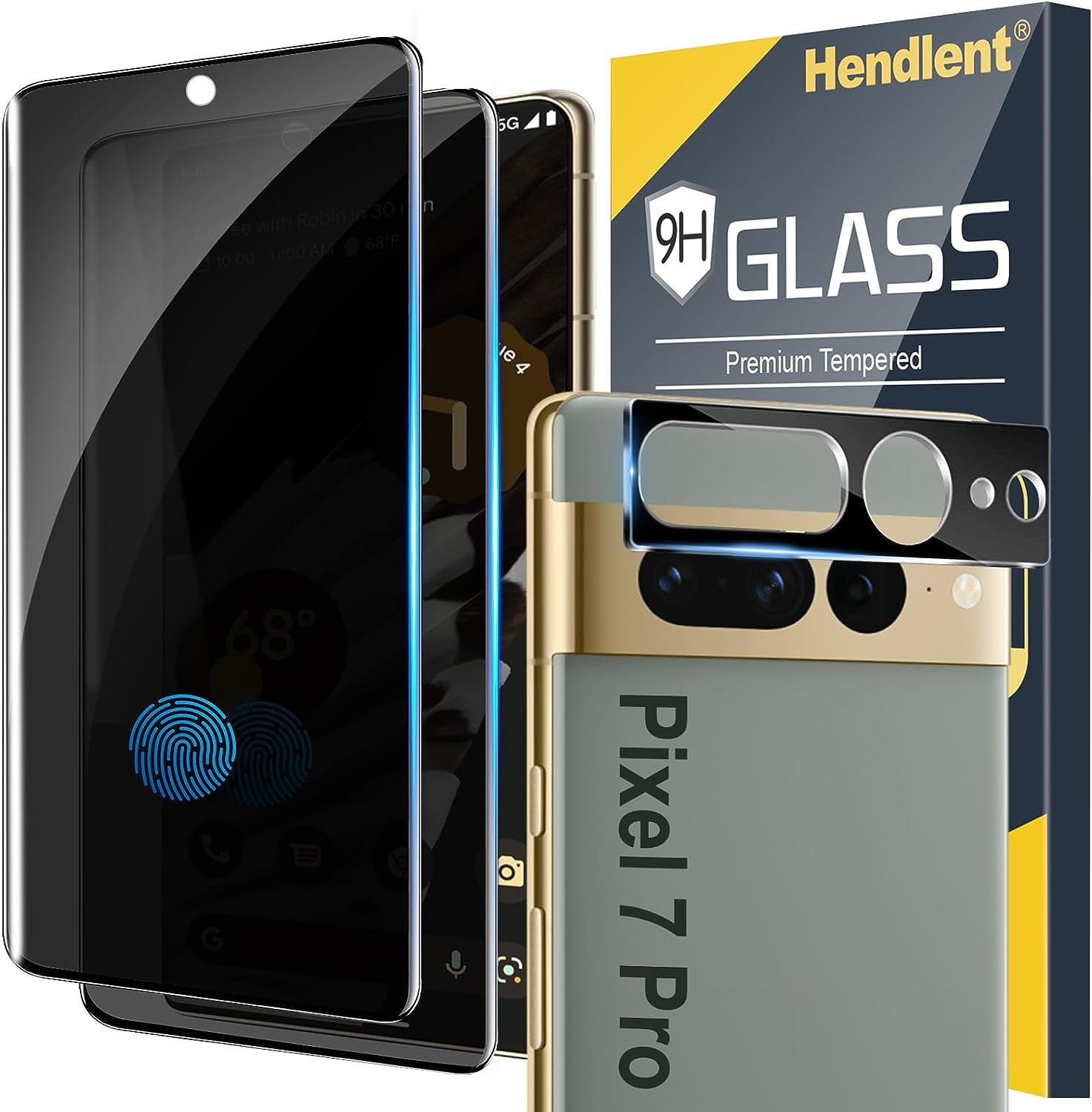 [2+1 Pack] for Google Pixel 6 Pro Privacy Screen Protector, Fingerprint Unlock, 3D Curved, HD Clear Anti-Spy Film for Google Pixel 6 Pro 5G Tempered Glass Camera Screen Protector  Samcorn Google Pix 7 Pro Privacy-  
