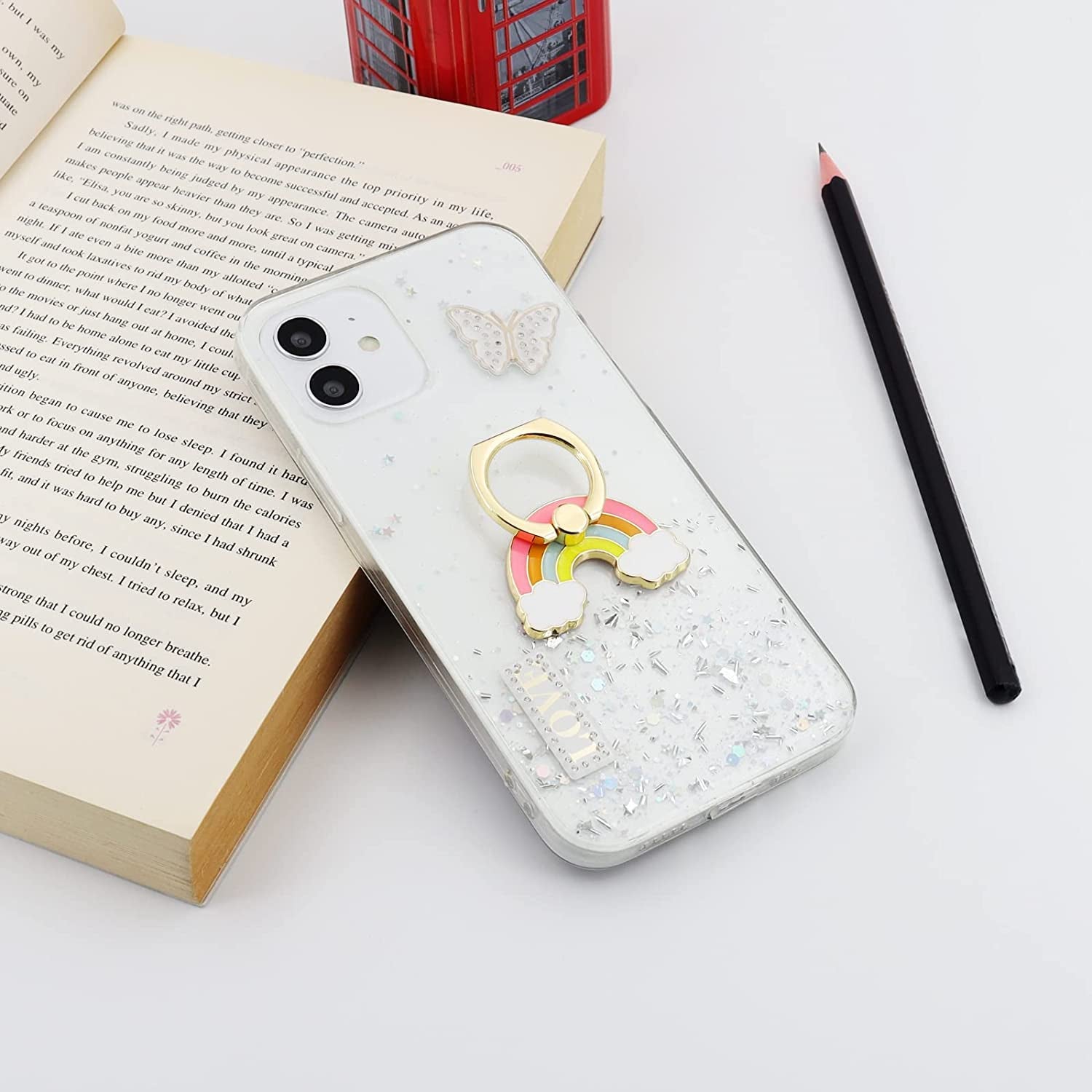 Lamignonne Phone Ring Holder Rainbow Metal Finger Grip 360° Rotation 180° Flip Kickstand Universal Phone Grip Compatible with All Smartphones  LaMignonne   