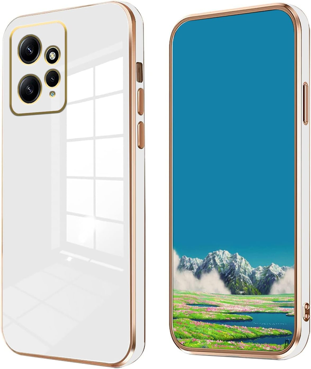 Wousunly Compatible with Redmi Note 12 4G Case Silicone Pink, Plating Xiaomi Redmi Note 12 4G Phone Case Shockproof Thin and Soft Cover (Red)  Wousunly White  