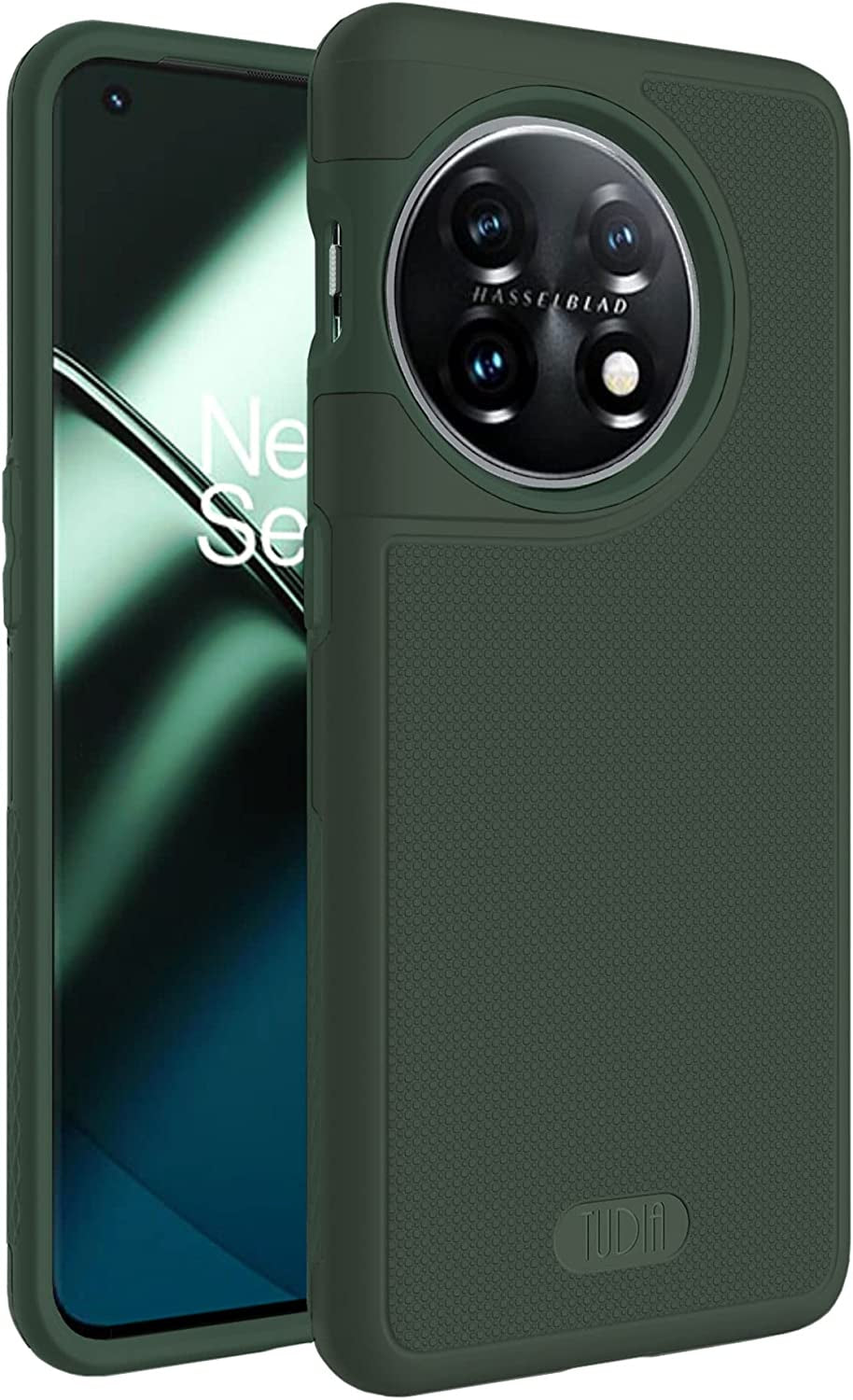 TUDIA Dualshield Grip Designed for Oneplus 11 Case 5G (2023), [Mergegrip] Dual Layer Shockproof Slim Military Grade Non-Slip Tough Heavy Duty Protective Phone Case Cover (Green Lily)  TUDIA Pine Green  