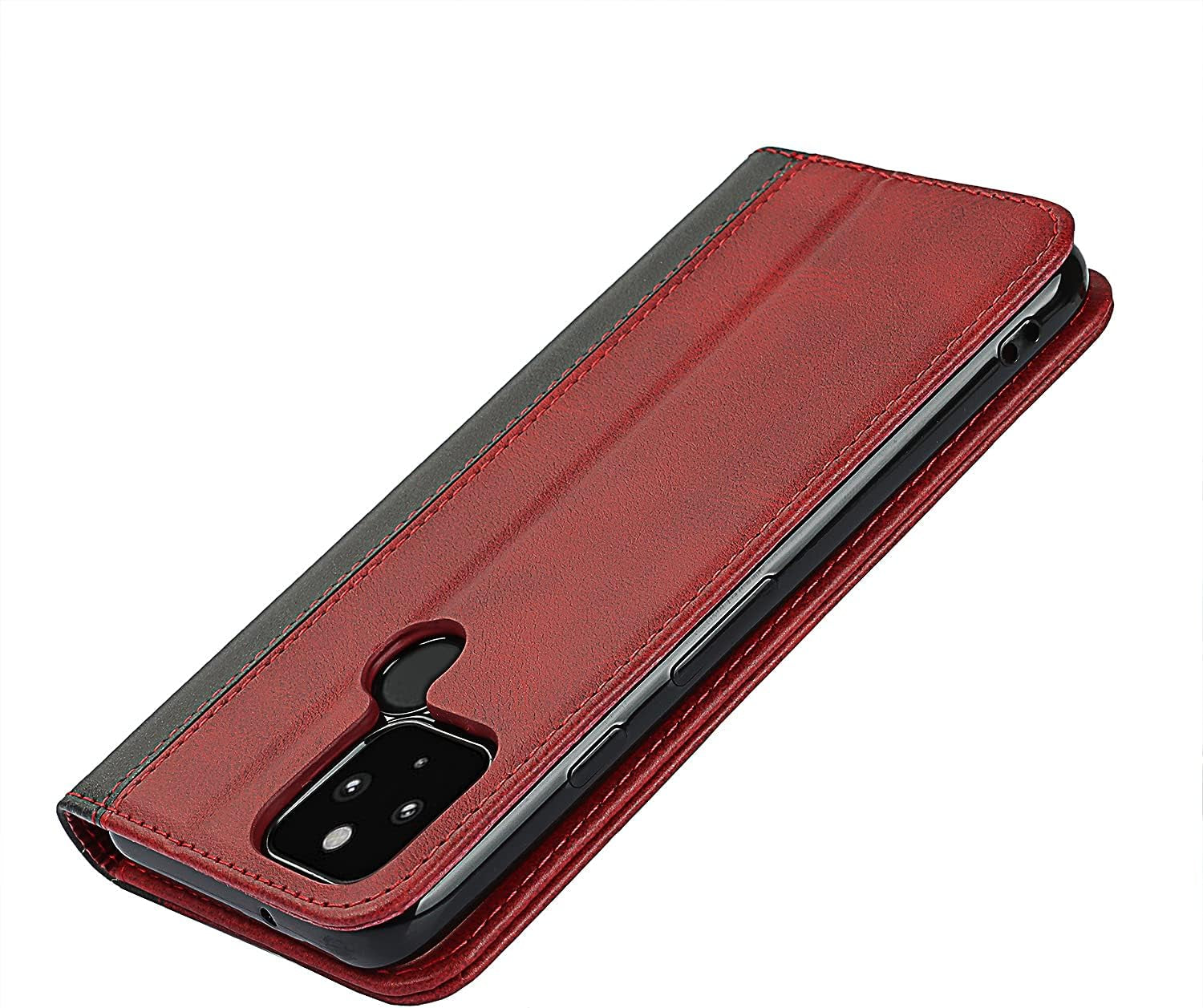 Jaorty Google Pixel 5 Wallet Case,Pixel 5 Folio Flip Case,Id&Credit Cards Slots Holder Pocket PU Leather Stand Feature and Strong Built-In Magnet Shockproof Case for Google Pixel 5,Red+Black  Jaorty   