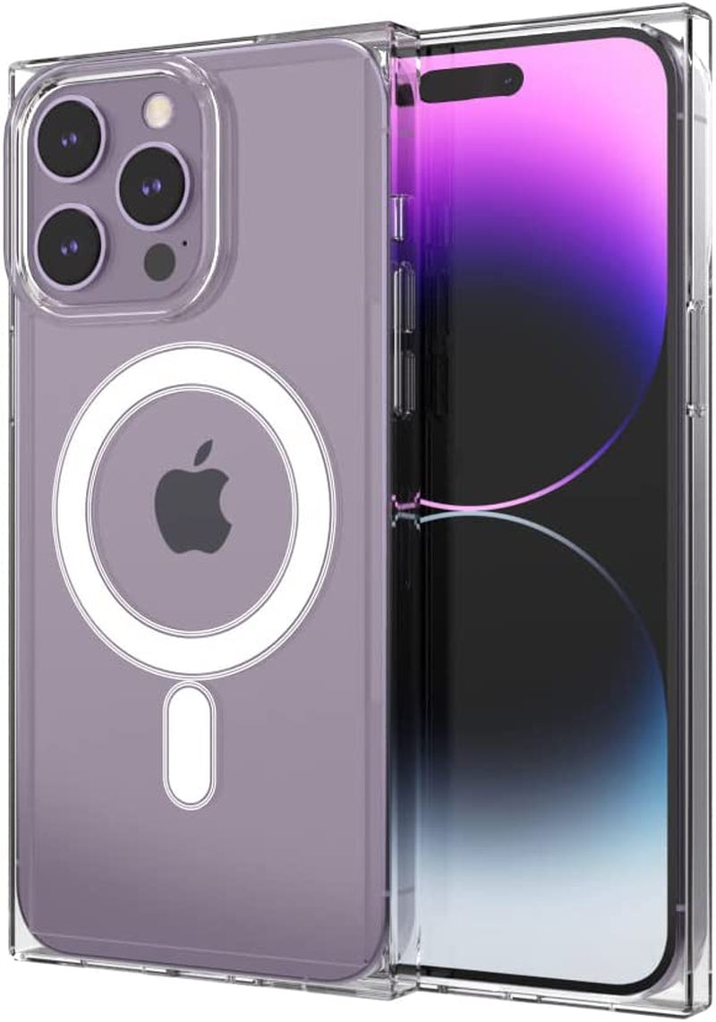 ANHONG Clear Square Case Compatible with Iphone 14 Pro Max 6.7 Inch 2022, HD Clear Cover Enhanced Corners TPU Cushion, Shock-Absorption Soft TPU Case  ANHONG Hd Clear + Magnetic Iphone 14 Pro Max 