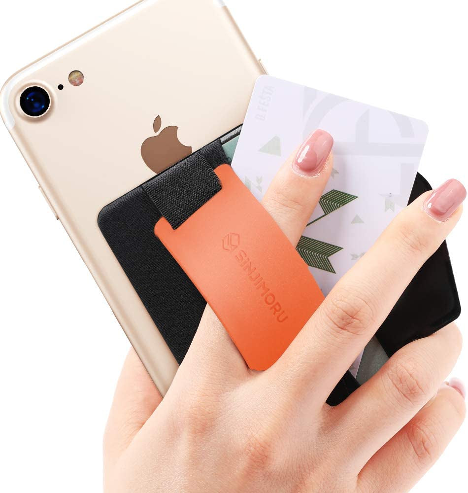 3 in 1 Magnetic Card Holder, Sinjimoru Magnetic Wallet for Magsafe as Cell Phone Wallet Stick on with Phone Grip Holder & Mobile Phone Kickstand Iphone 12 13 & Iphone 14 Series. M-Bgrip Black  Sinjimoru Co.Ltd Clementine Adhesive Wallet 