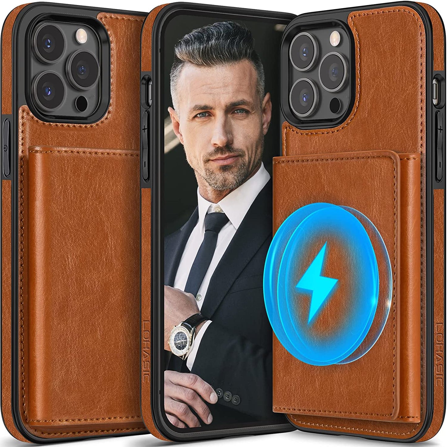 LOHASIC for Iphone 13 Pro Max Wallet Case, Compatible with Mag-Safe, 6 Card Holder Phone Cover Women, Ring Stand, Magnetic Wireless Charging, Detachable Back Leather Credit Slot, 6.7 Inch - White  LOHASIC Detachable-Brown 13 Pro Max (6.7-inch) 