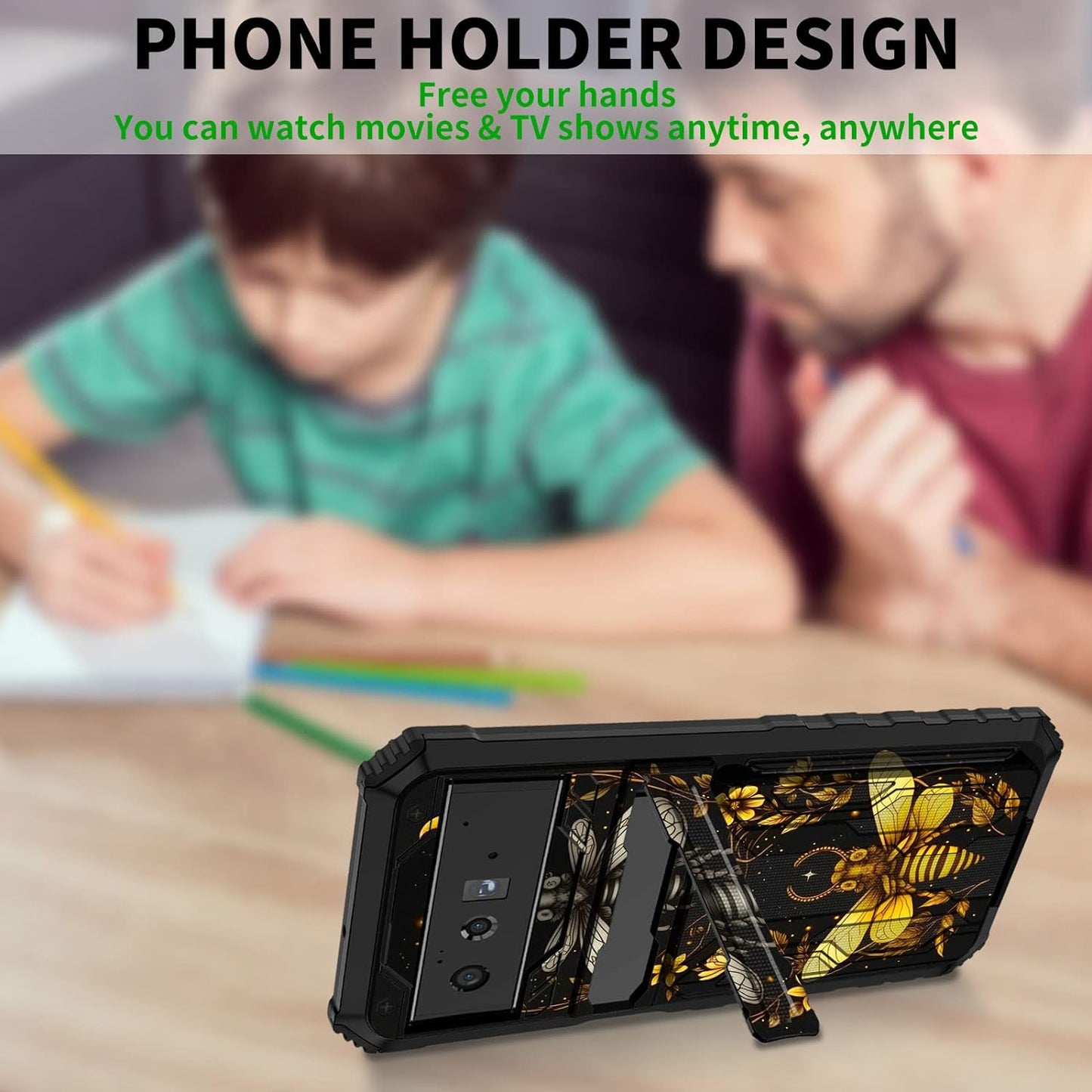 CGFGHHUY for Google Pixel 6 Pro Case for Pixel 6 Pro Wallet Case with Credit Card Holder & Kickstand Dual Layer Hard PC Soft TPU Protective Case for Google Pixel 6 Pro 6.7 Inch 2021 - Moth Moon Sun  CGFGHHUY   