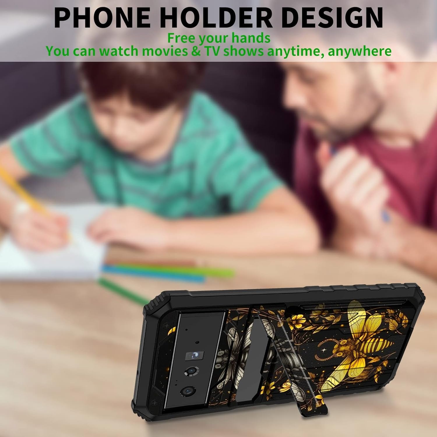 CGFGHHUY for Google Pixel 6 Pro Case for Pixel 6 Pro Wallet Case with Credit Card Holder & Kickstand Dual Layer Hard PC Soft TPU Protective Case for Google Pixel 6 Pro 6.7 Inch 2021 - Moth Moon Sun  CGFGHHUY   