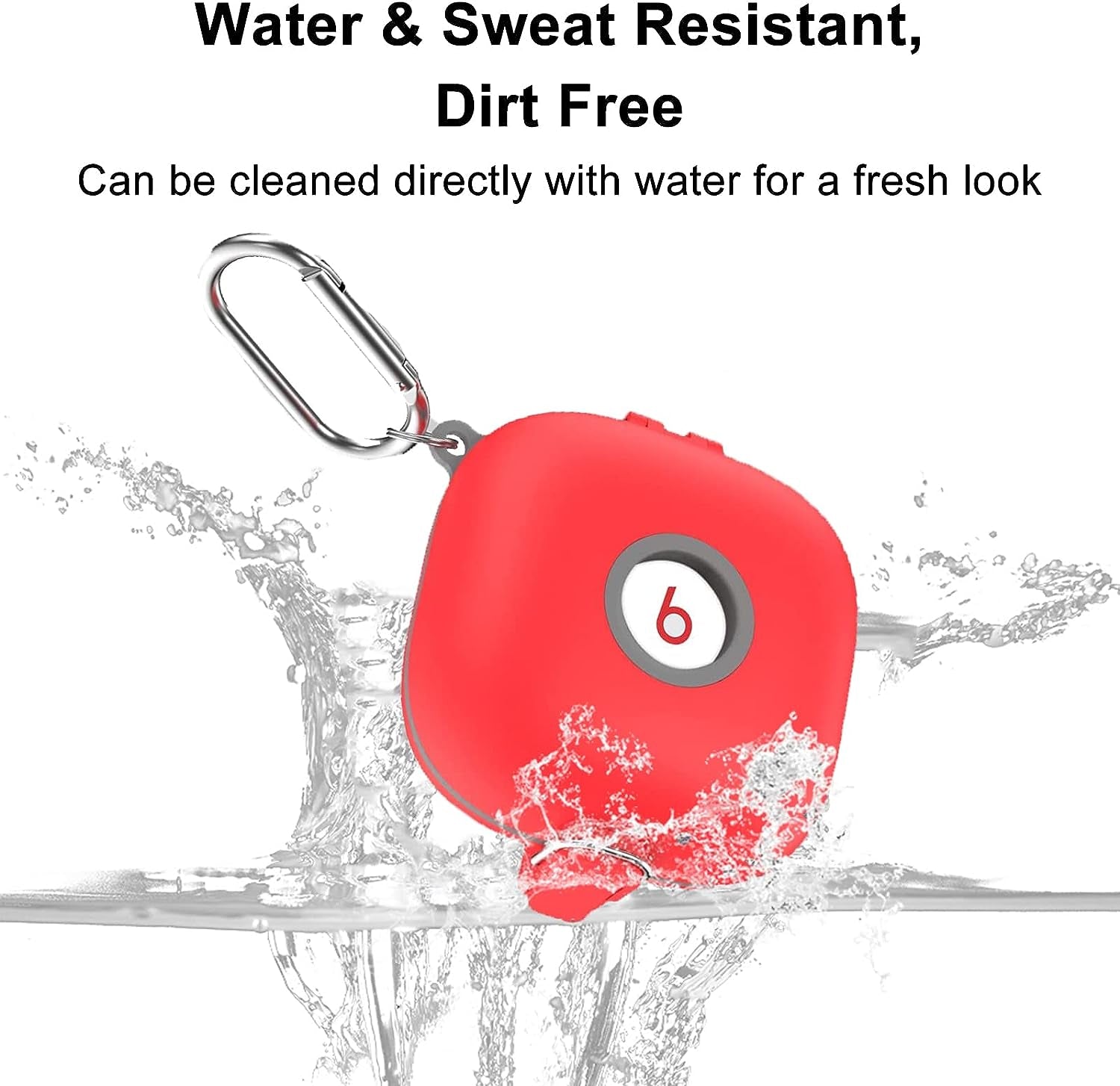 [Upgrade Secure Lock] Beats Fit Pro Case 2021, VAEKNVG Shock-Absorbing Protective Armor Cover for Beats Fit Pro Earbuds Accessories, TPU Hard Shell with Carabiner & Lanyard (Red)  VAEKNVG   