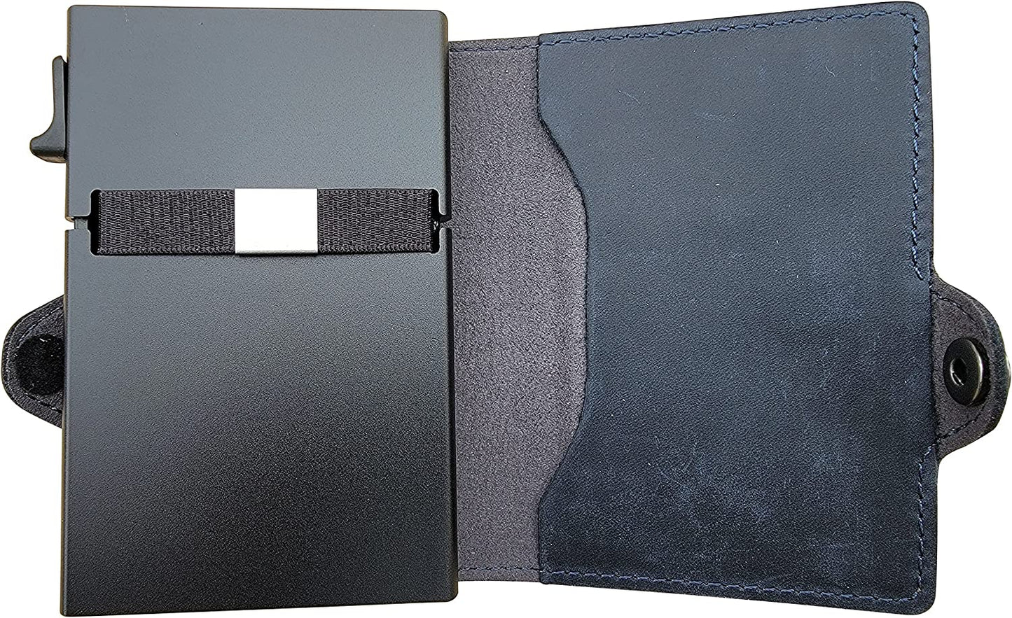 TNE Airtag Wallet Genuine Leather Credit Card Money Holder for Men | RFID Blocking | Automatic Popup Mini Aluminum Bifold Slim Zipper Coin Pocket Airtag Case Mens Wallets Air Tag Cover (Blue)  Thepricesright4u   