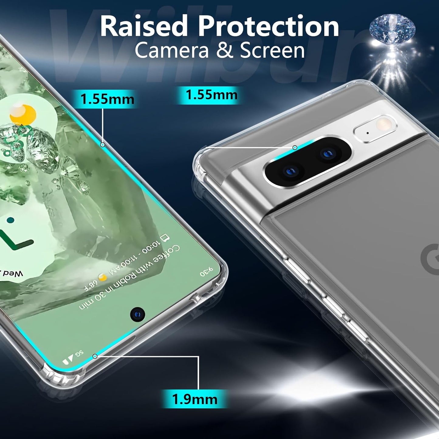 Wilbur Designed for Google Pixel 8 Case Clear,[Anti-Yellowing & Non-Slip] Transparent Shockproof Protective Phone Cases Slim Cover for Google Pixel 8 Released 2023-6.2"  Wilbur   