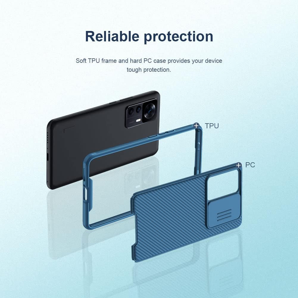WVOZWWO for Xiaomi 12T Case Mi 12T Cover, Xiaomi 12T Phone Case with Slide Camera Protector Cover Hard PC TPU Slim Rugged Protective Phone Case for Xiaomi MI 12T/Redmi K50 Ultra (Blue)  Grand Eletronics   