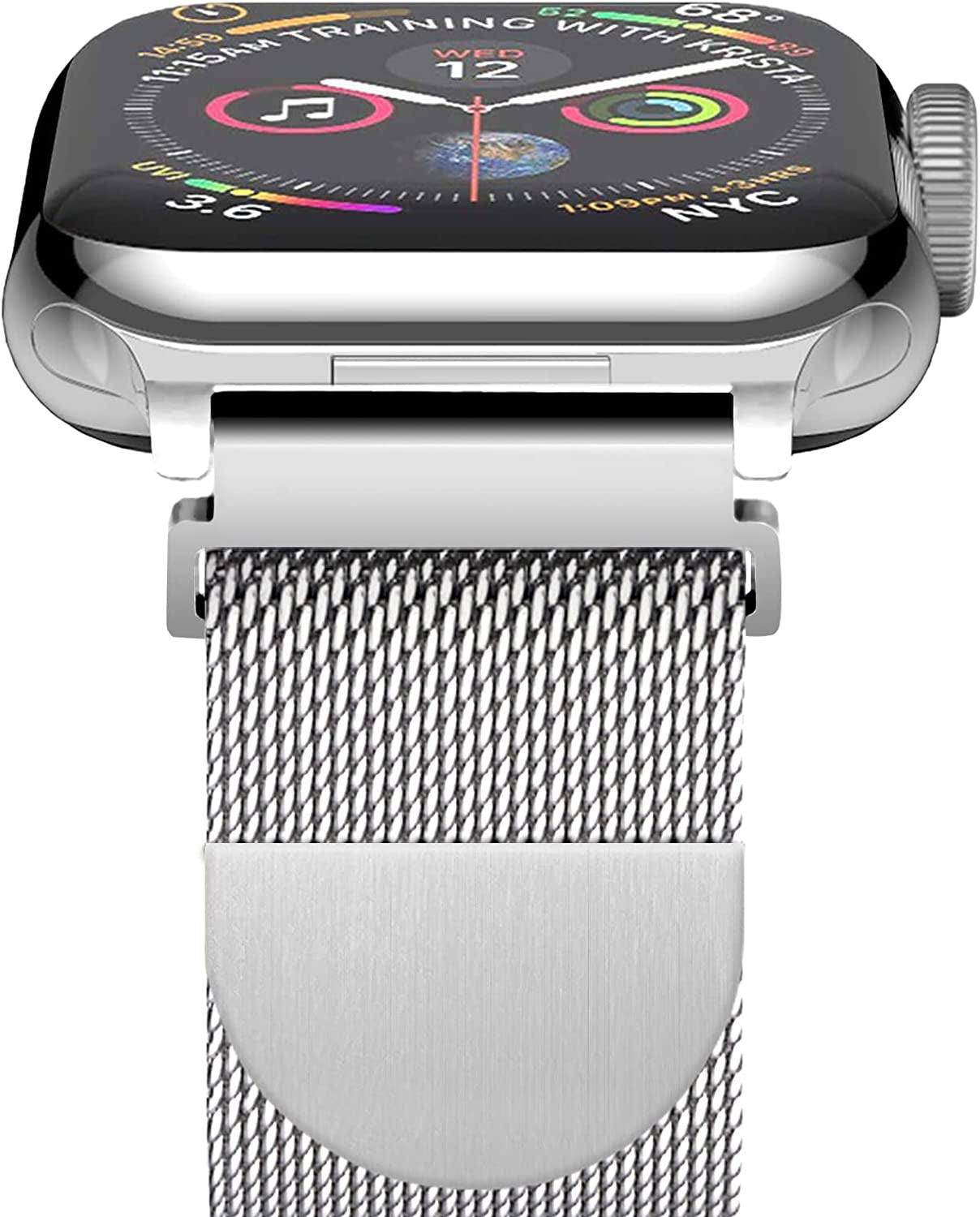 Metal Milanese Loop Band Compatible with Apple Watch Band 38Mm 40Mm 41Mm 42Mm 44Mm 45Mm 49Mm Women Men, Stainless Steel Mesh Magnetic Adjustable Strap for Iwatch Series Ultra/8/7/6/5/4/3/2/1/Se,Silver  BANDHOME   