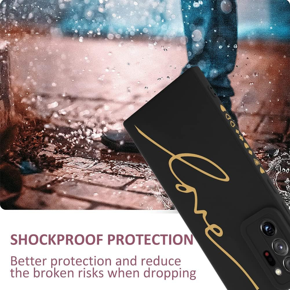 MOWIME for Samsung Galaxy Note 20 Ultra Case, Back Cute Plating Love Letter with Anti-Fall Lens Cameras Cover Protection Soft TPU Shockproof Anti-Fingerprint Phone Case for Women Girls Men-Black  MOWIME   