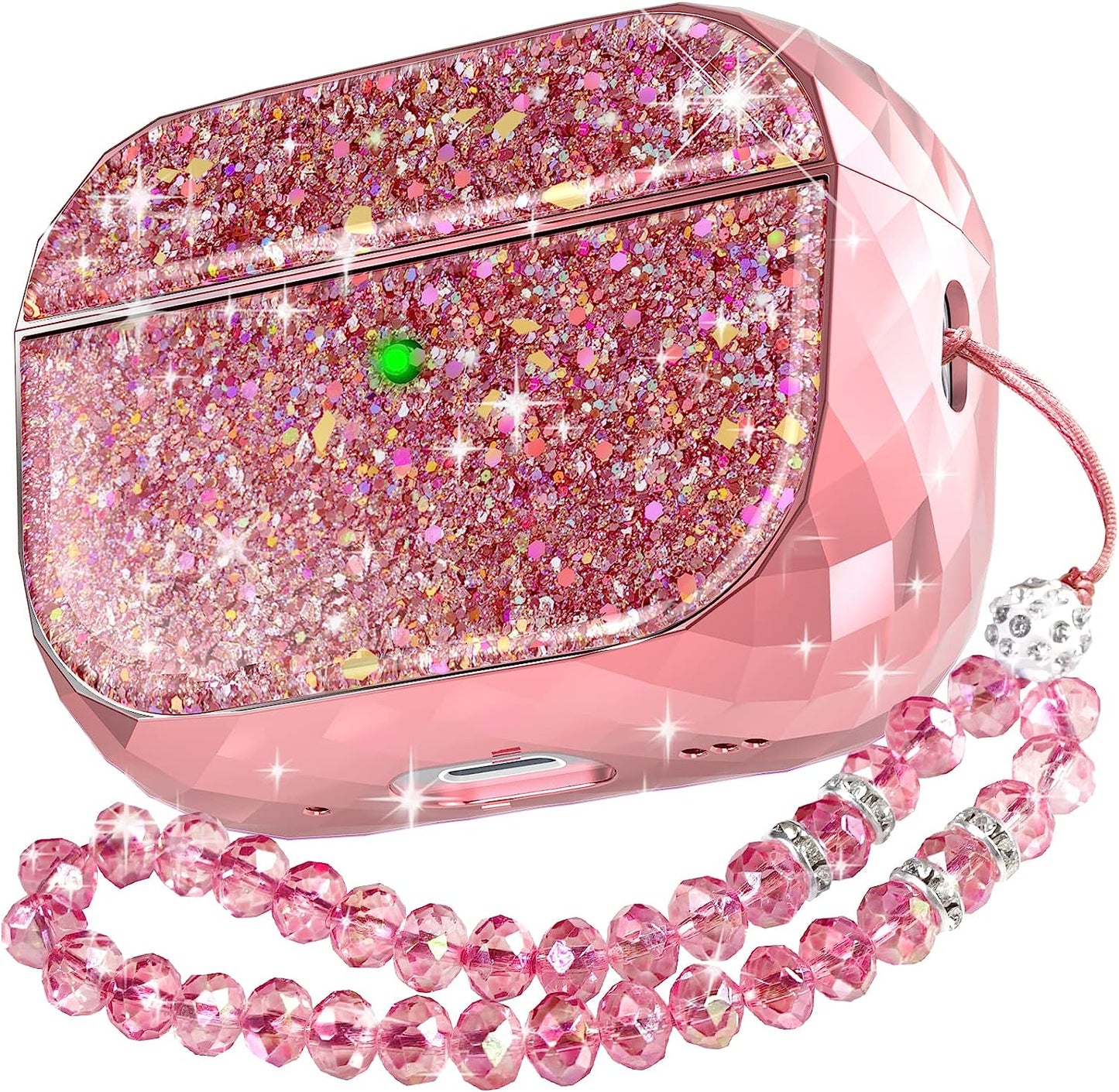 Ahastyle Airpods Pro Case Cover for Women Girls, Luxury Glossy Hard Shell Case Cover Accessories Compatible with Apple Airpods Pro Charging Case (Rose Gold)  AHASTYLE Pink AirPods Pro 2 (2022) 