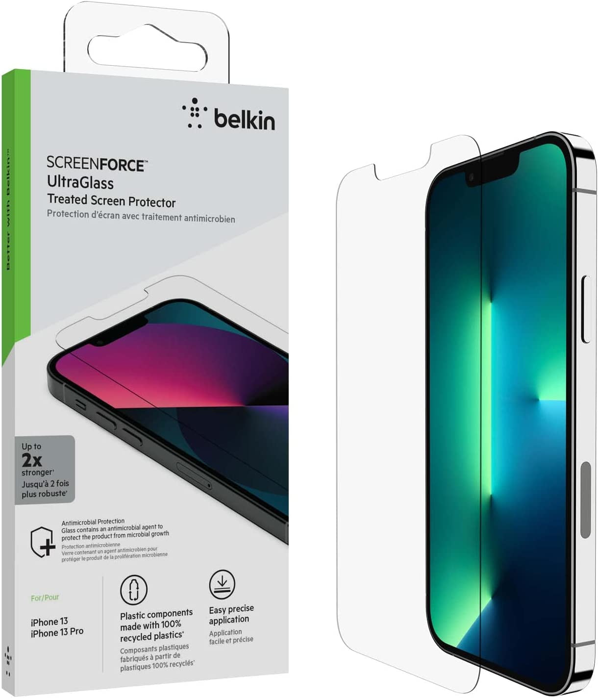 Belkin Tempered Glass Privacy Screen Protector 2-Pack for Iphone 14, Iphone 13, Iphone 13 Pro - Installation Guide Tray Included for Easy Application - Crystal Clear Glass Screen Protector  Belkin   
