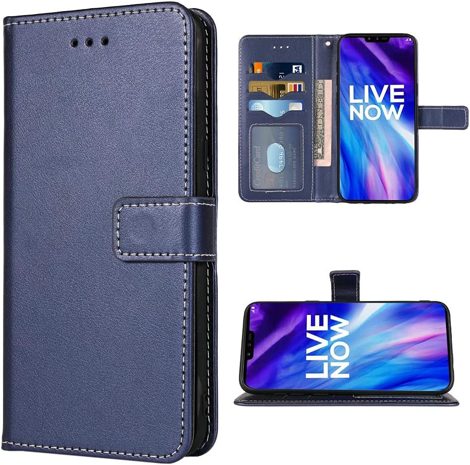 FDCWTSH Compatible with LG V40 Thinq Wallet Case Wrist Strap Lanyard Leather Flip Cover Card Holder Stand Cell Accessories Phone Cases for LGV40 Storm V 40 Thin Q V40Thinq LG40 40V 40Thinq Blue  FDCWTSH   