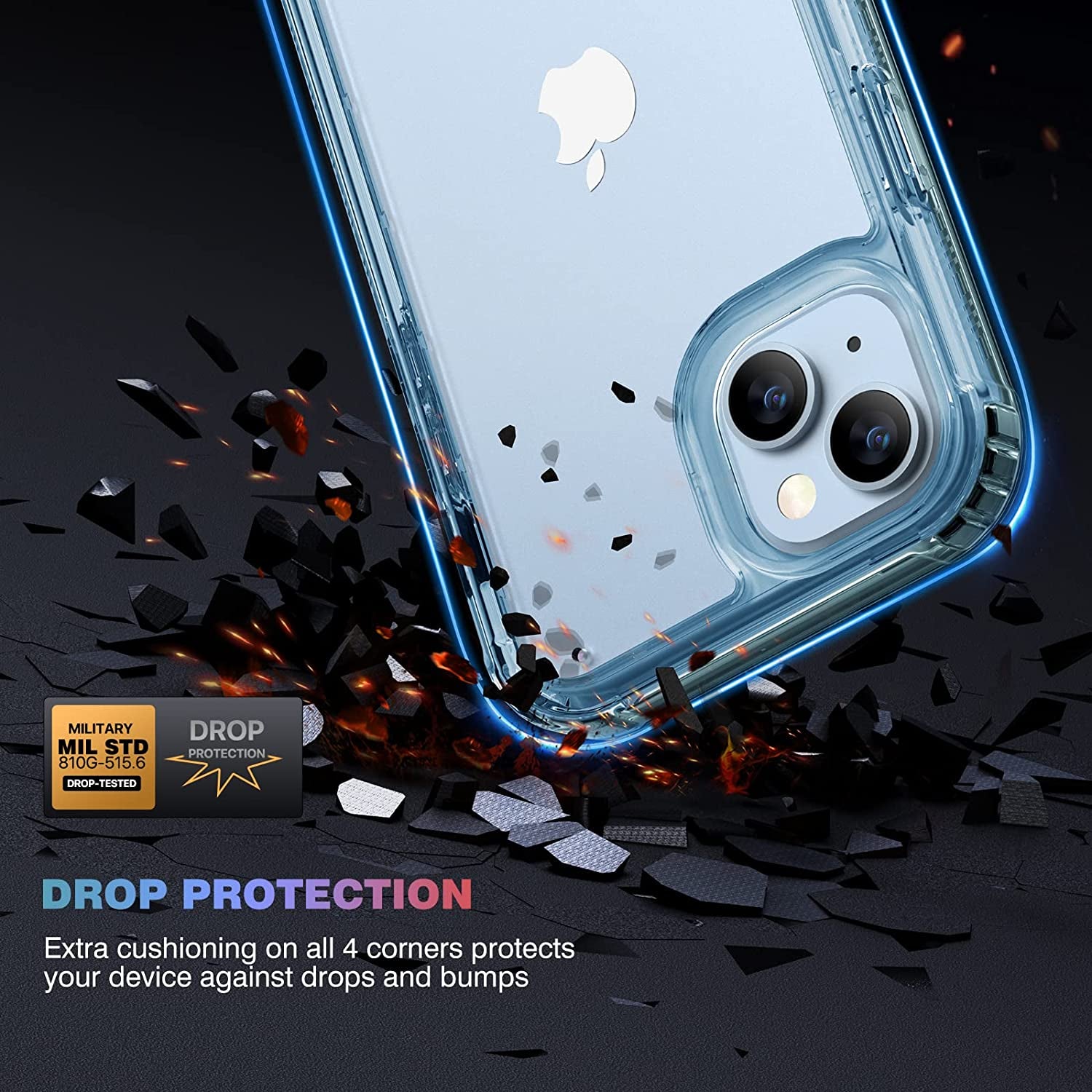Diaclara Designed for Iphone 14 Case, Full Body Rugged Case with Built-In Touch Sensitive Anti-Scratch Screen Protector, with Camera Lens Protector for Iphone 14 6.1" (Clear Blue)  Diaclara   