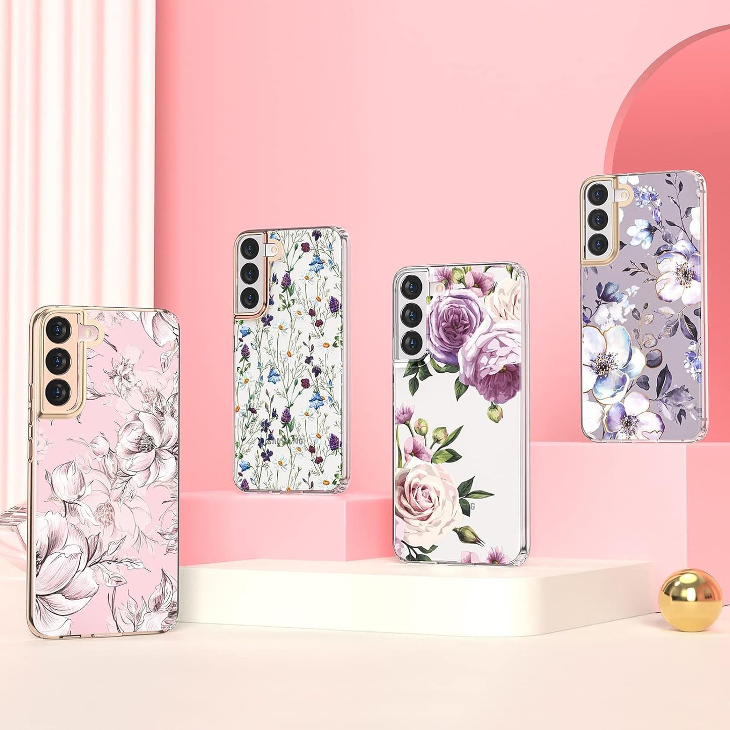 MILPROX Compatible with Samsung Galaxy S22 plus Flower Case, Cute Case Design for Girls Women,Shockproof Floral Pattern Hard Back for Samsung Galaxy S22 plus 5G Phone 2022 6.6 In-Blossom  MILPROX   