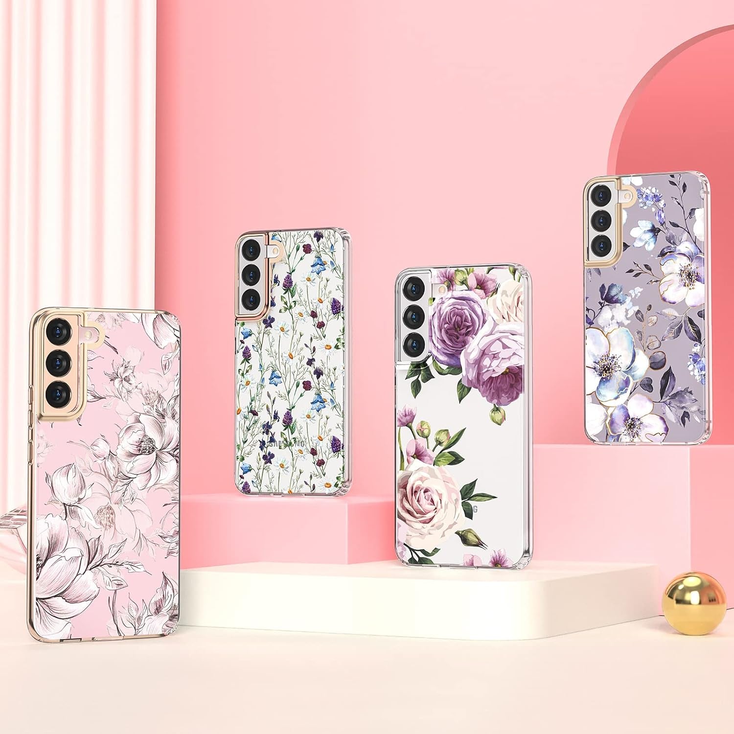 MILPROX Compatible with Samsung Galaxy S22 plus Flower Case, Cute Case Design for Girls Women,Shockproof Floral Pattern Hard Back for Samsung Galaxy S22 plus 5G Phone 2022 6.6 In-Blossom  MILPROX   