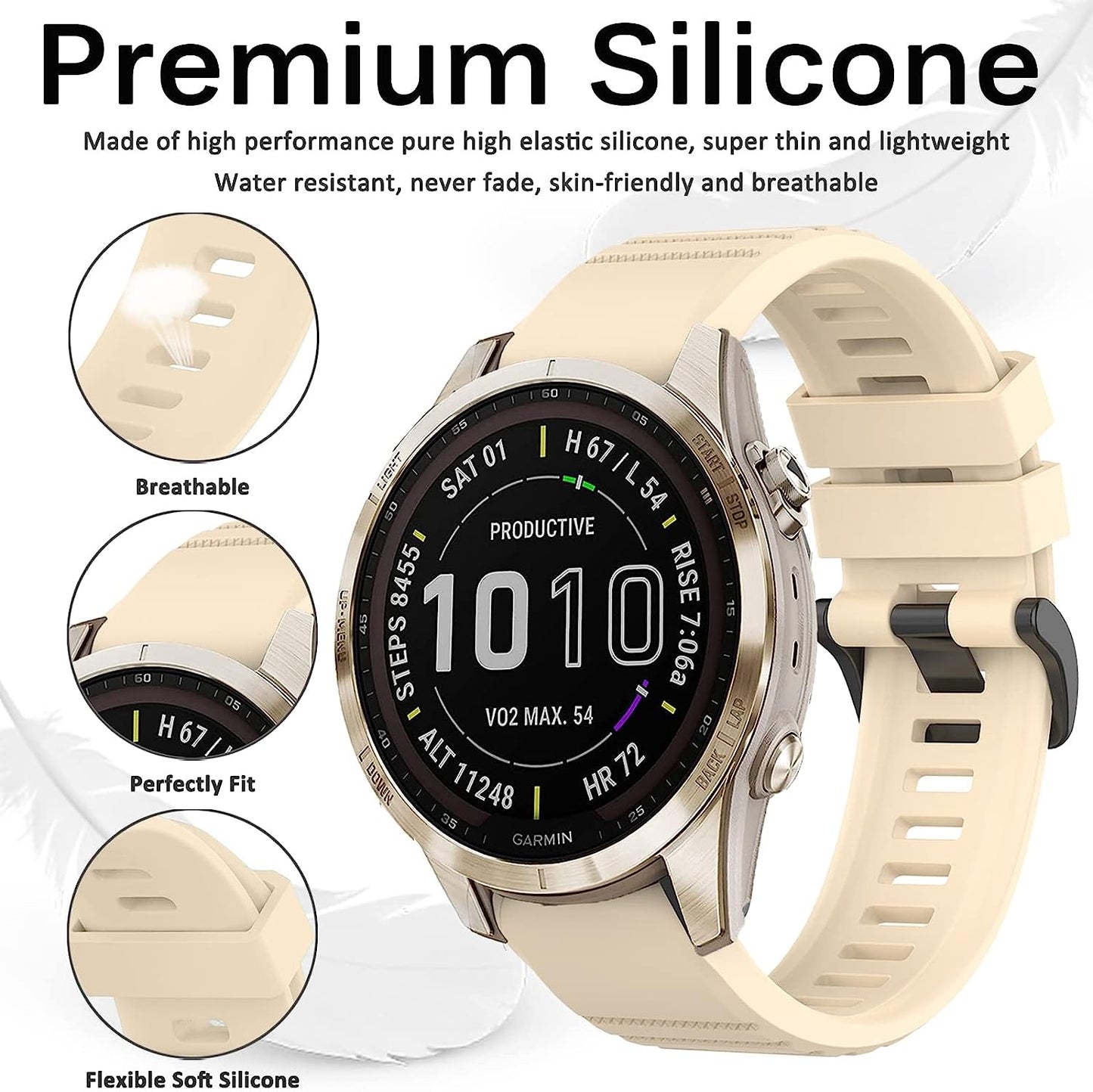 Miimall Compatible for Garmin Fenix 7S 20Mm Watch Band, Soft Silicone Strap Flexible Sport Women Man Easy-Fit Waterproof Replacement Band for Garmin Fenix 7S/7S Solar/7S Sapphire Solar/6S/5S(Cream)  Miimall   