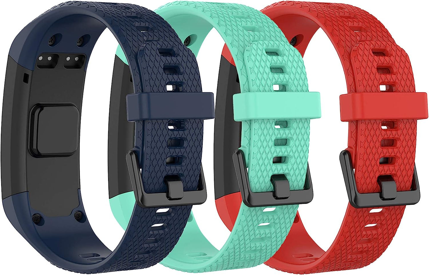 Compatible with Garmin Vivosmart HR Watch Bands Women Men, Replacement Silicone Band Straps Bracelet Wristbands Accessories Fit for Garmin Vivosmart HR, NOT for Vivosmart HR+ (Pink Gray Green)  XHNee Blue Green Red  