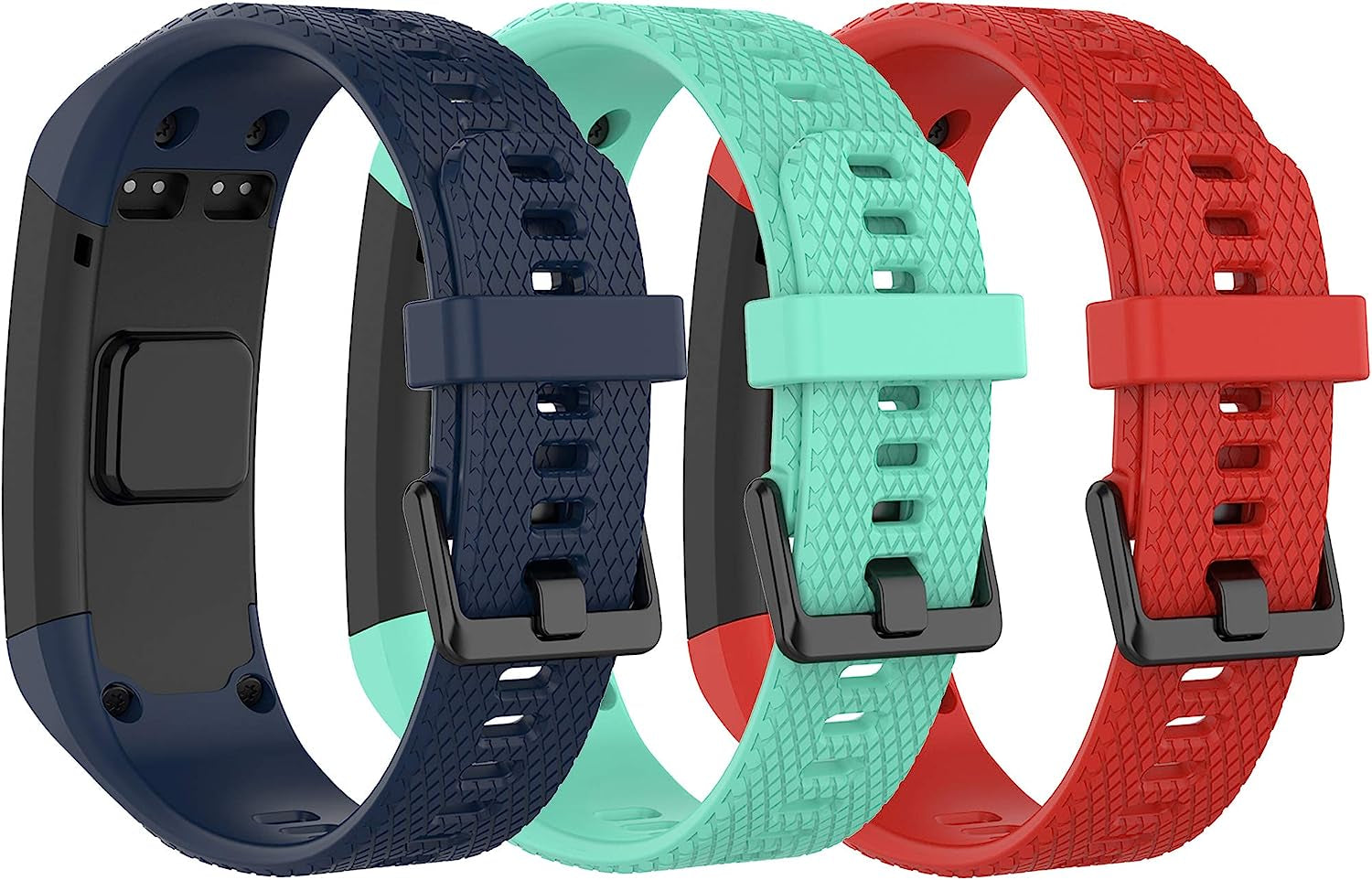 Compatible with Garmin Vivosmart HR Watch Bands Women Men, Replacement Silicone Band Straps Bracelet Wristbands Accessories Fit for Garmin Vivosmart HR, NOT for Vivosmart HR+ (Pink Gray Green)  XHNee Blue Green Red  