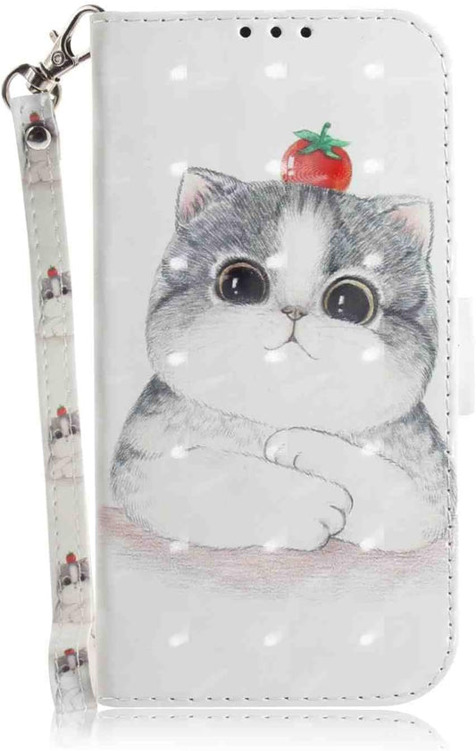 Mojiery Phone Cover Wallet Folio Case for LG V40 THINQ, Premium PU Leather Slim Fit Cover, 2 Card Slots, Fitting Cover, Cute Cat  MojieRy   