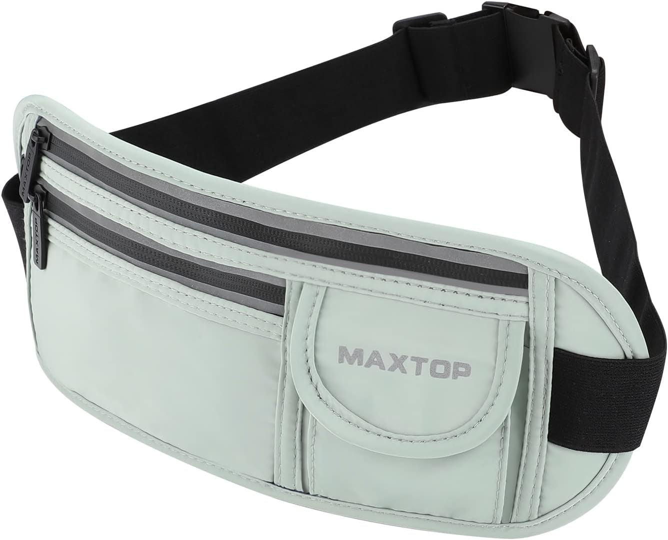 【2 Packs Family Share Bundle】Fanny Packs for Women Men Running Belt Waist Pack Bag for Workout Gym Exercise Walking Hiking Belt Bag Waist Pouch Fits Iphone Cell Phone Holder for Travel Money Belt  MAXTOP Light Green Running Travel Belt 