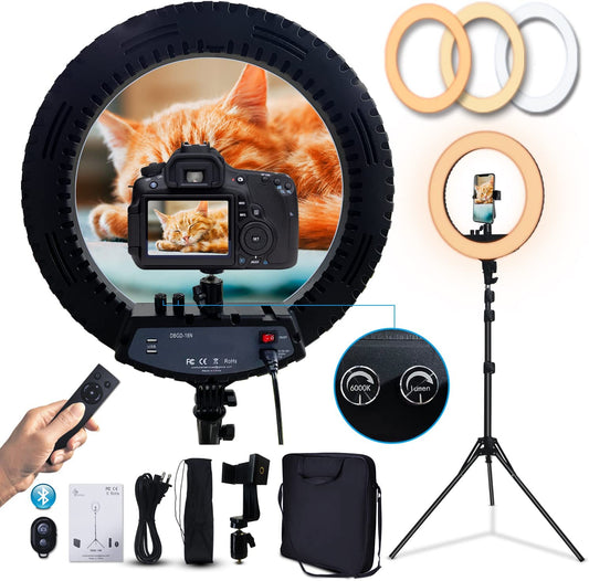 18 Inch Ring Light LED Ringlight Kit with Tripod Dimmable 3000-6000K W/Smartphone Holder for Live Streaming Shooting Camera Photography Makeup Selfie Youtube Vlog Video  Zhongshan Lixing Lighting Co., Ltd.   