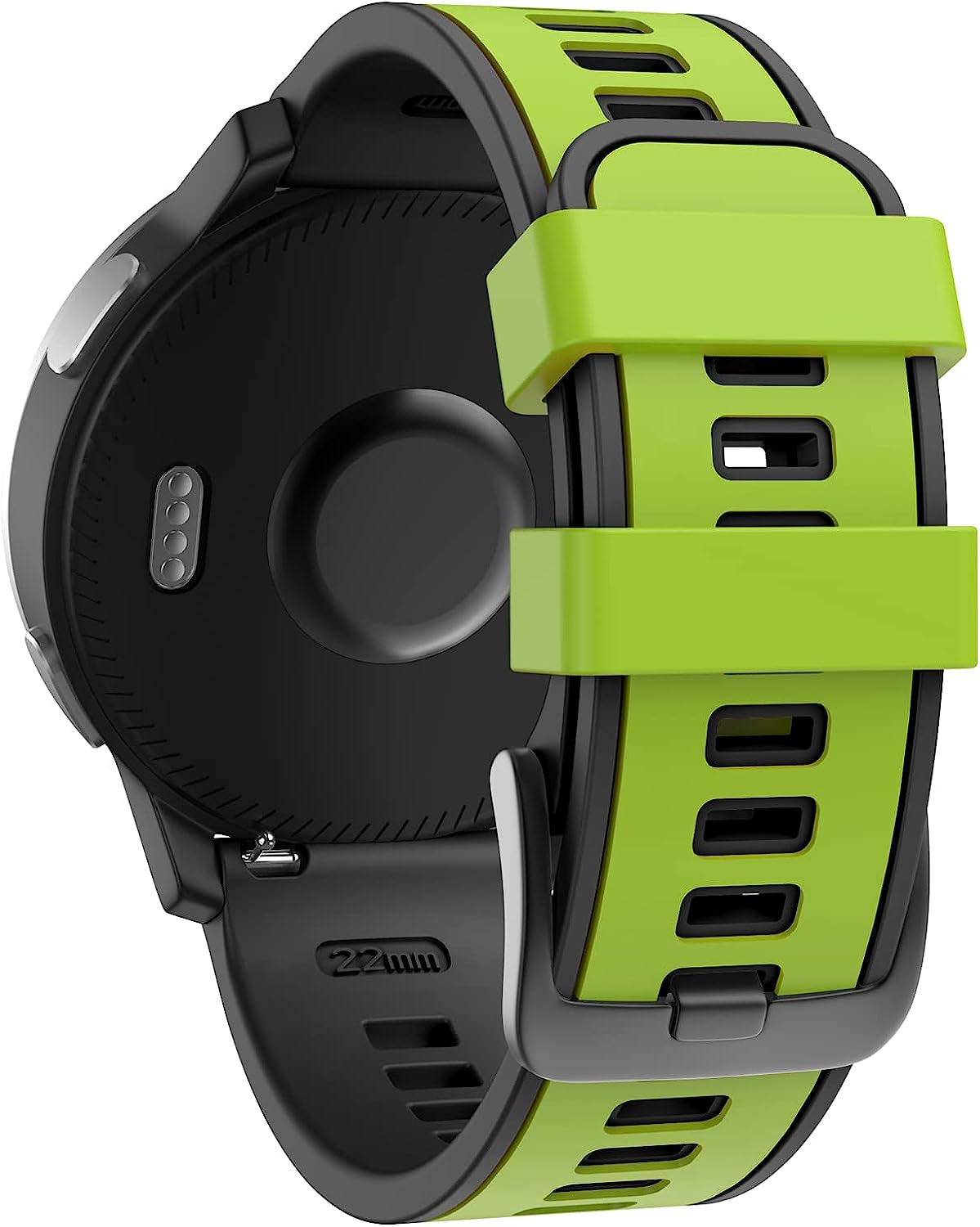 ISABAKE Bands for Compatible with Garmin Vivoactive 4/ Samsung Galaxy Watch 46Mm, 22Mm Silicone Band for Ticwatch Pro S2//E2/Venu 2/Samsung Gear S3 Classic/Samsung Gear S3 Frontier/ Huawei GT Smartwatch  Isabake Lime Black 22MM 