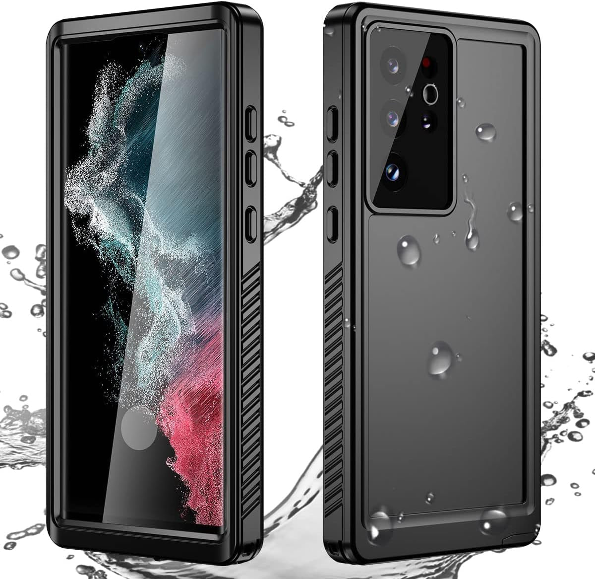 Aicase for Galaxy S22 Ultra Case,Heavy Duty 3-Layer Rugged Pocket-Friendly Phone Case,Durable Military Grade Protection Shockproof/Drop Proof/Dust-Proof Protective Cover for Samsung S22 Ultra 6.8“  AICase Waterproof(Back Is Black)  