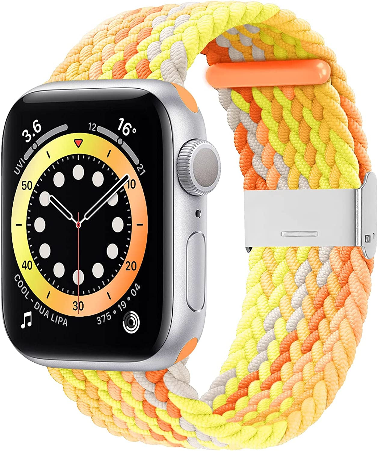 Bagoplus Compatible with Apple Watch Iwatch Bands 49Mm 38Mm 40Mm 41Mm 42Mm 44Mm 45Mm Women Men, Adjustable Braided Solo Loop Stretchable Elastics Sport for Iwatch Series 8/7/6/Se/5/4/3/2/1/Ultra  Bagoplus Gradient Orange 42mm/44mm/45mm/49mm - 5.5"-8.5" 